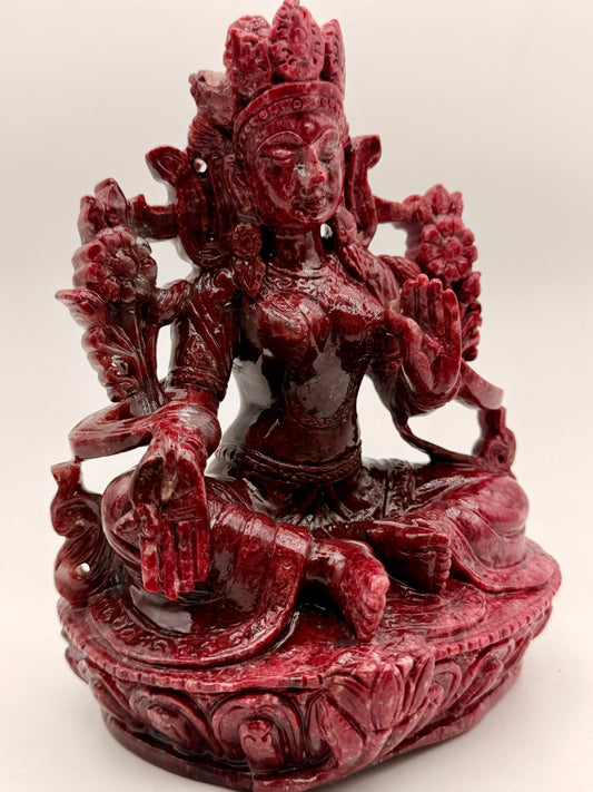 Thulite Floating Tara Statue – Hand-Carved Crystal Altar