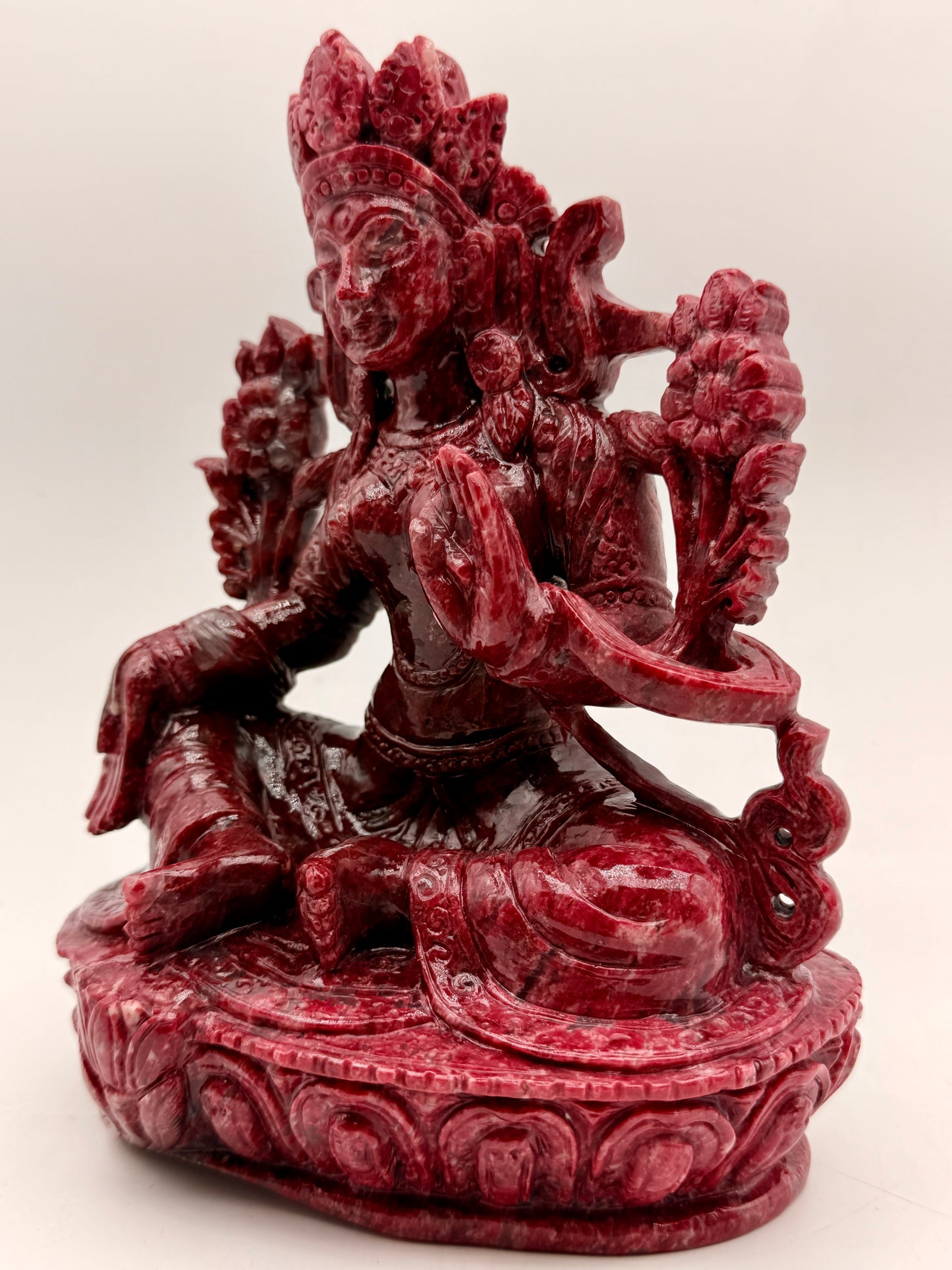 Thulite Crystal Carved Floating Tara Altar