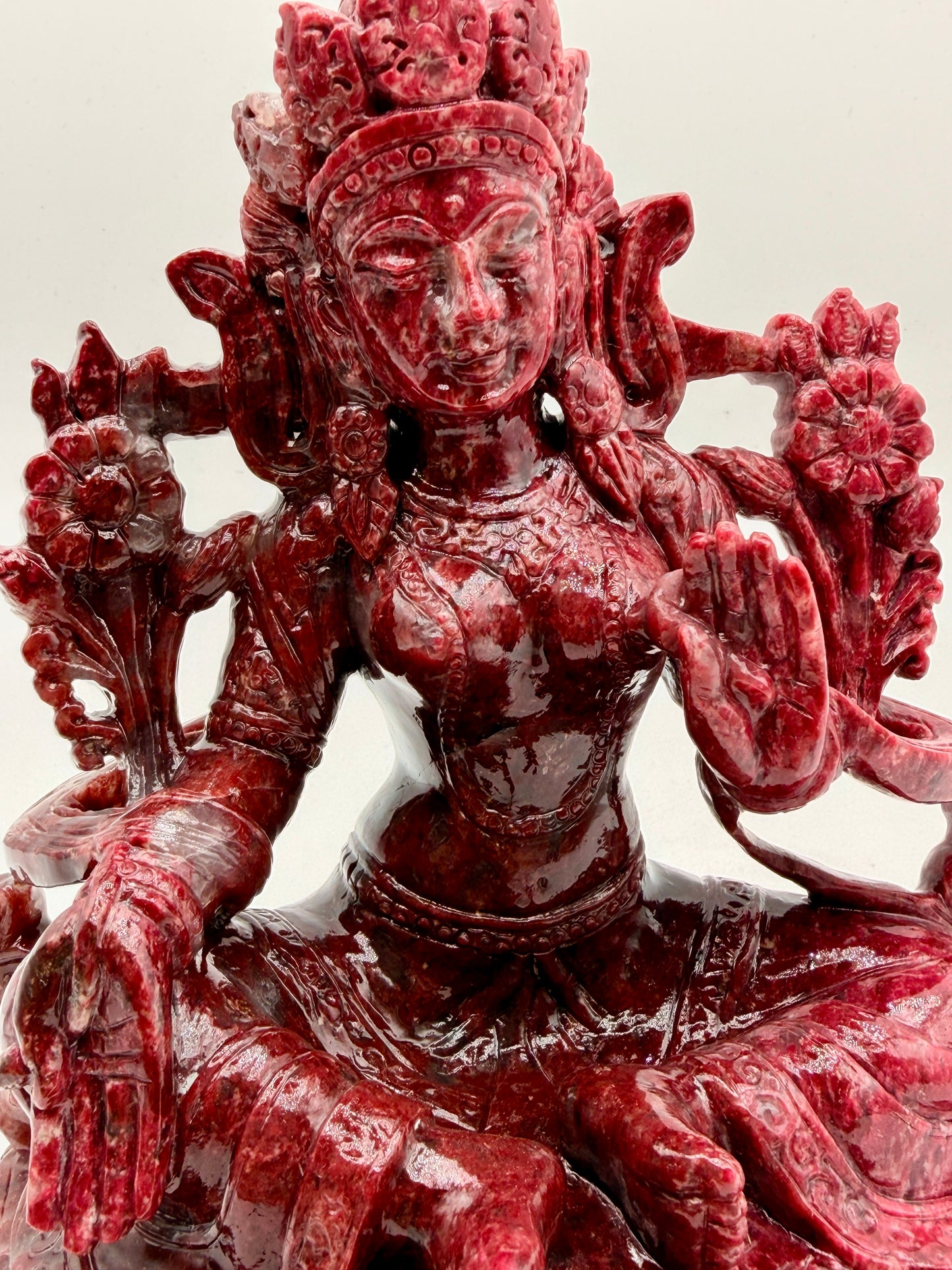 Thulite Crystal Carved Floating Tara Altar