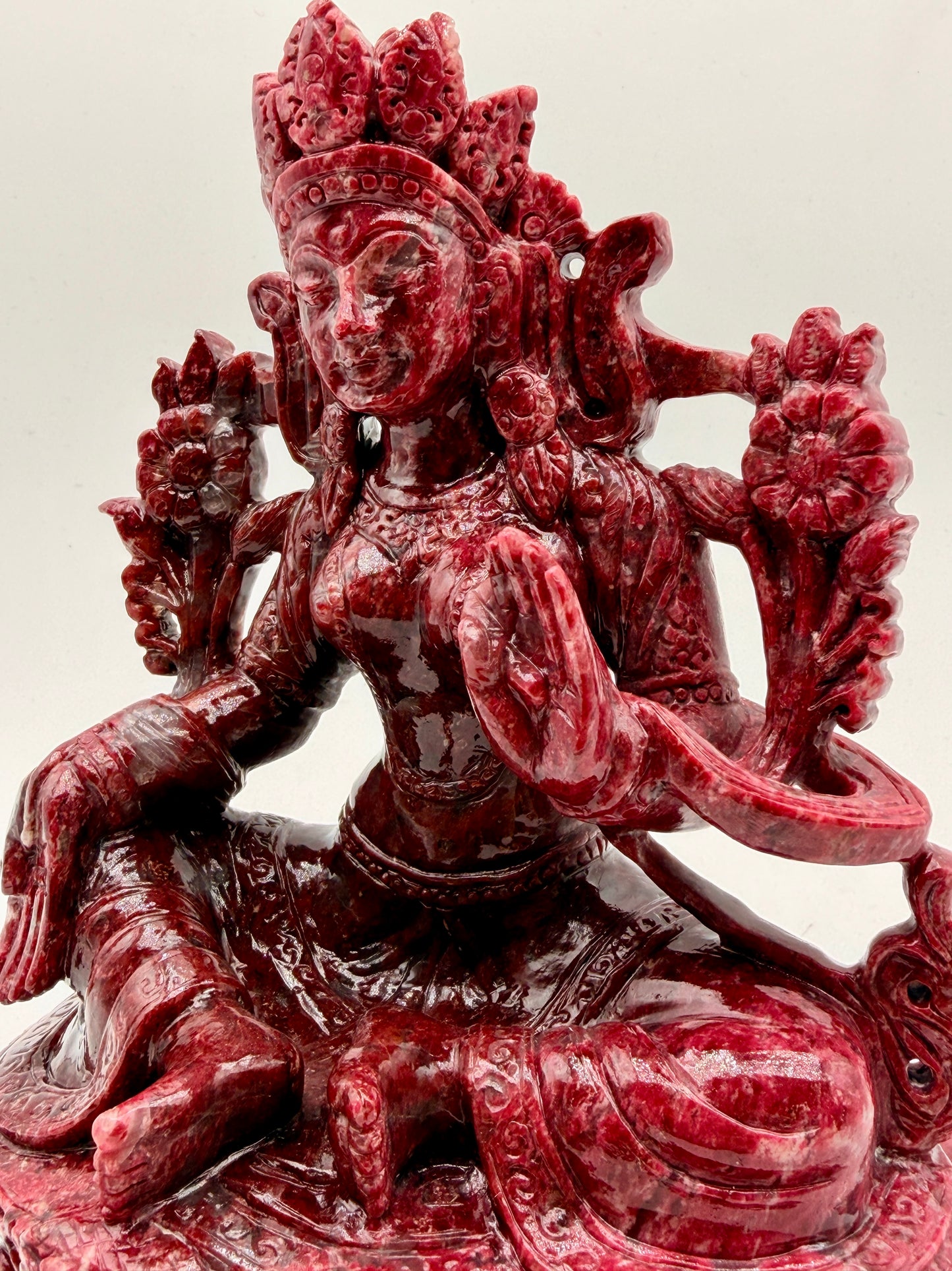 Thulite Crystal Carved Floating Tara Altar