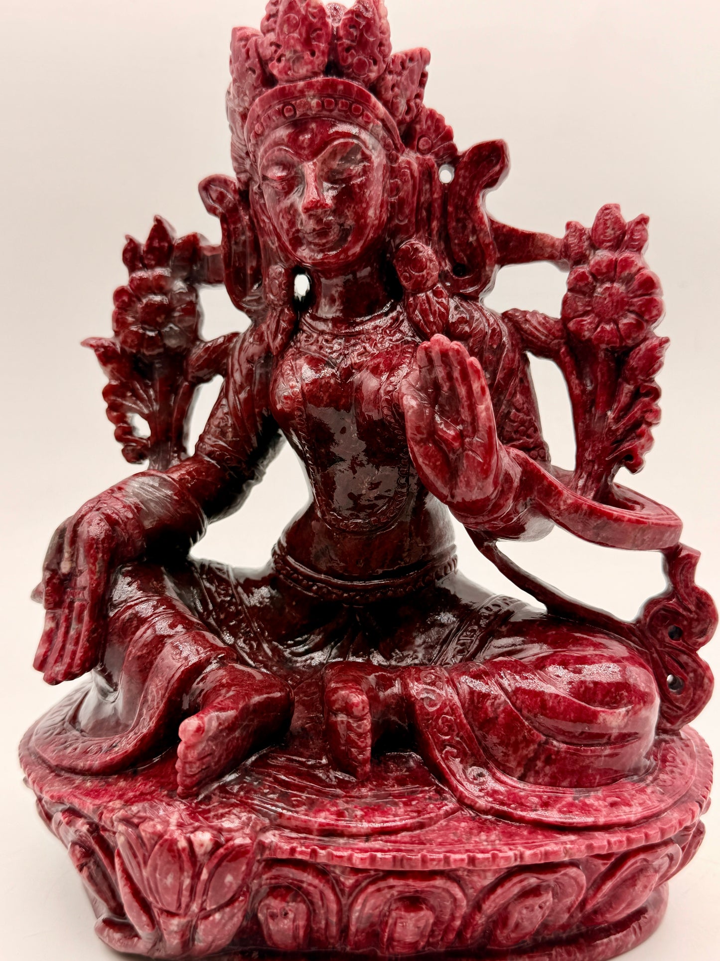 Thulite Crystal Carved Floating Tara Altar