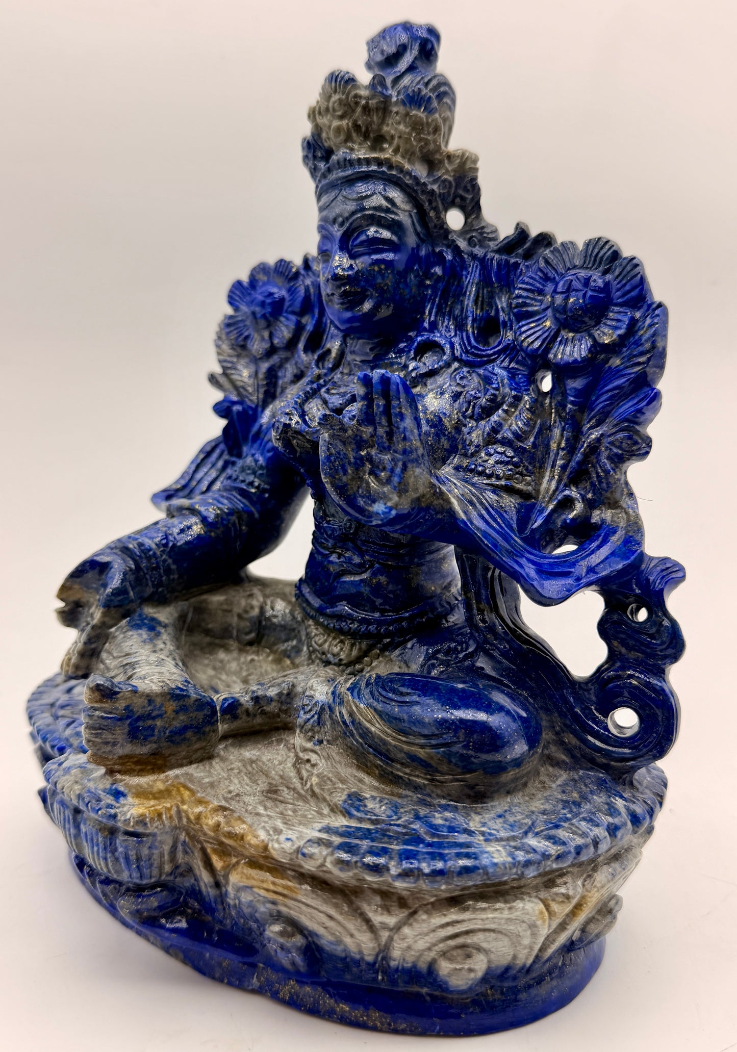 Lapis Crystal carved Floating Tara Altar