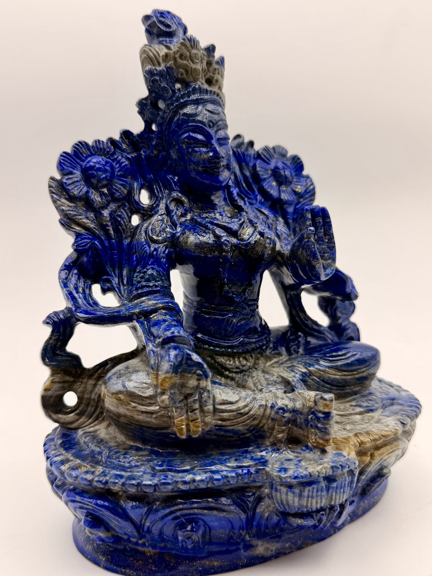 Lapis Crystal carved Floating Tara Altar