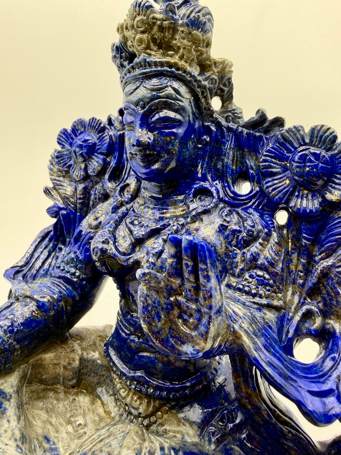 Lapis Crystal carved Floating Tara Altar