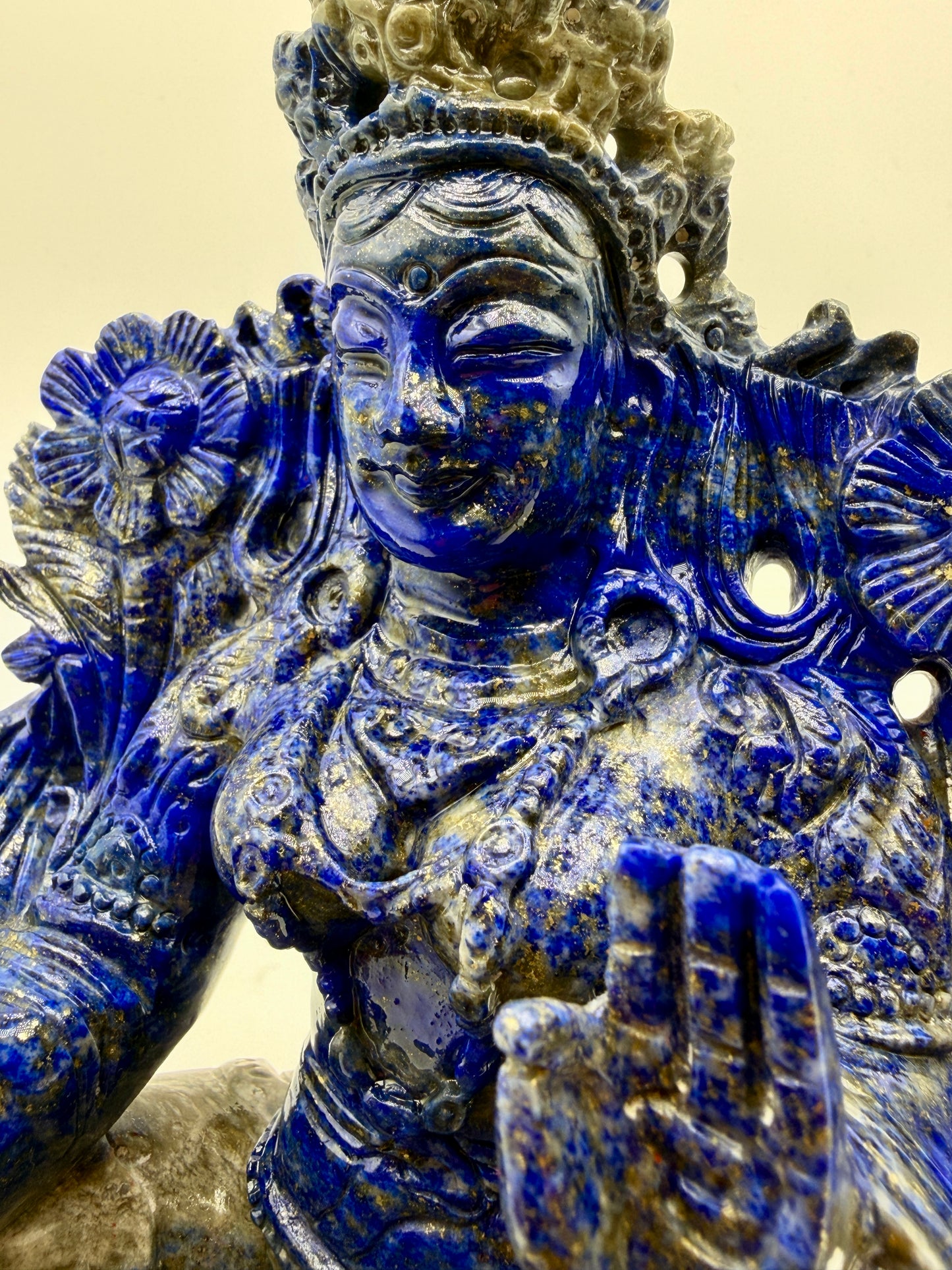 Lapis Crystal carved Floating Tara Altar