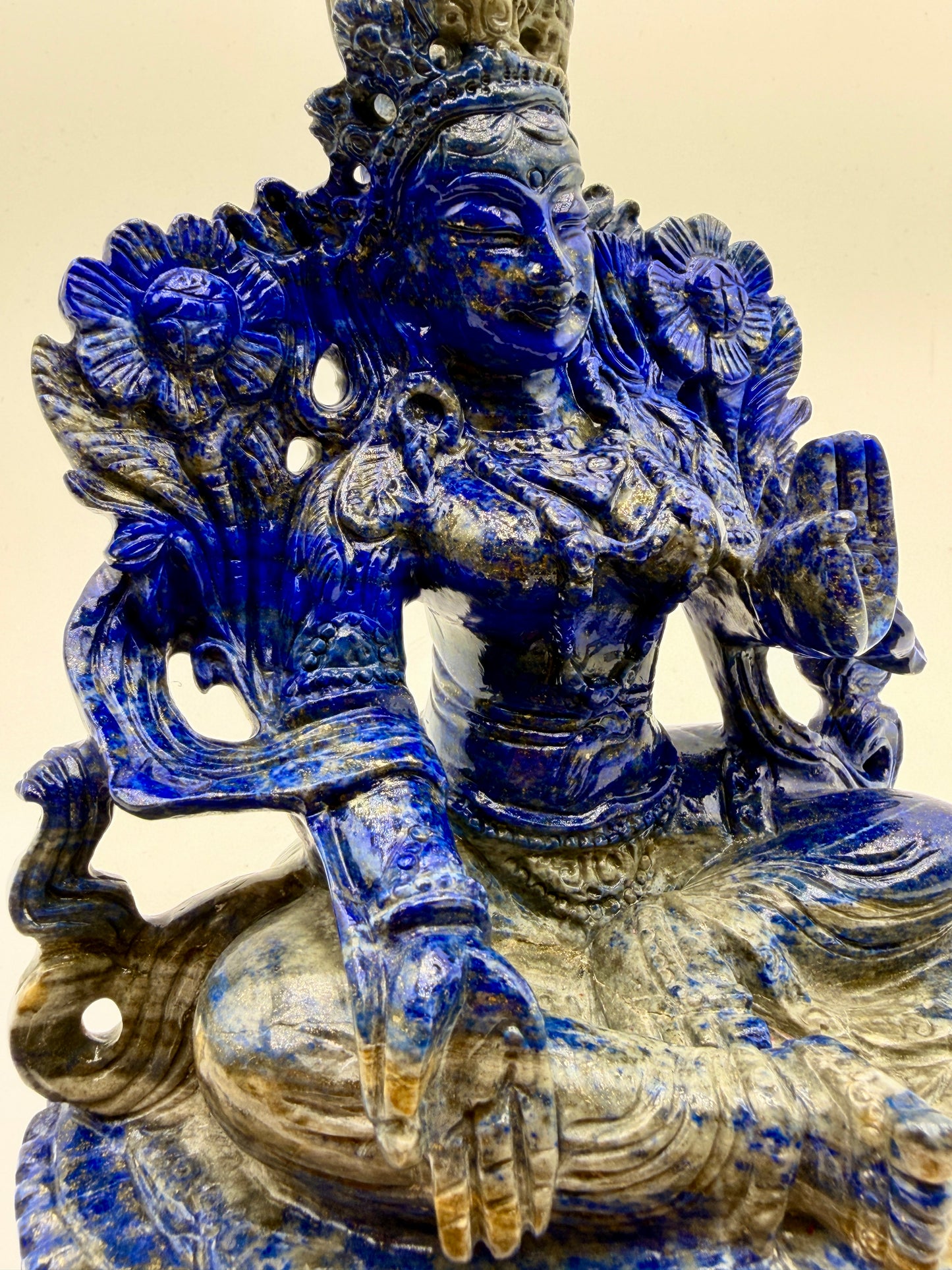 Lapis Crystal carved Floating Tara Altar