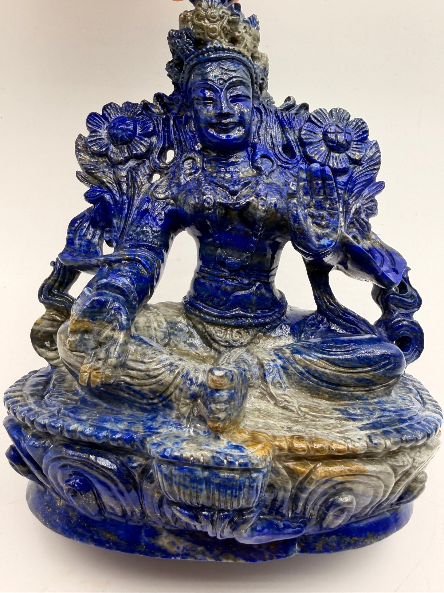 Lapis Crystal carved Floating Tara Altar
