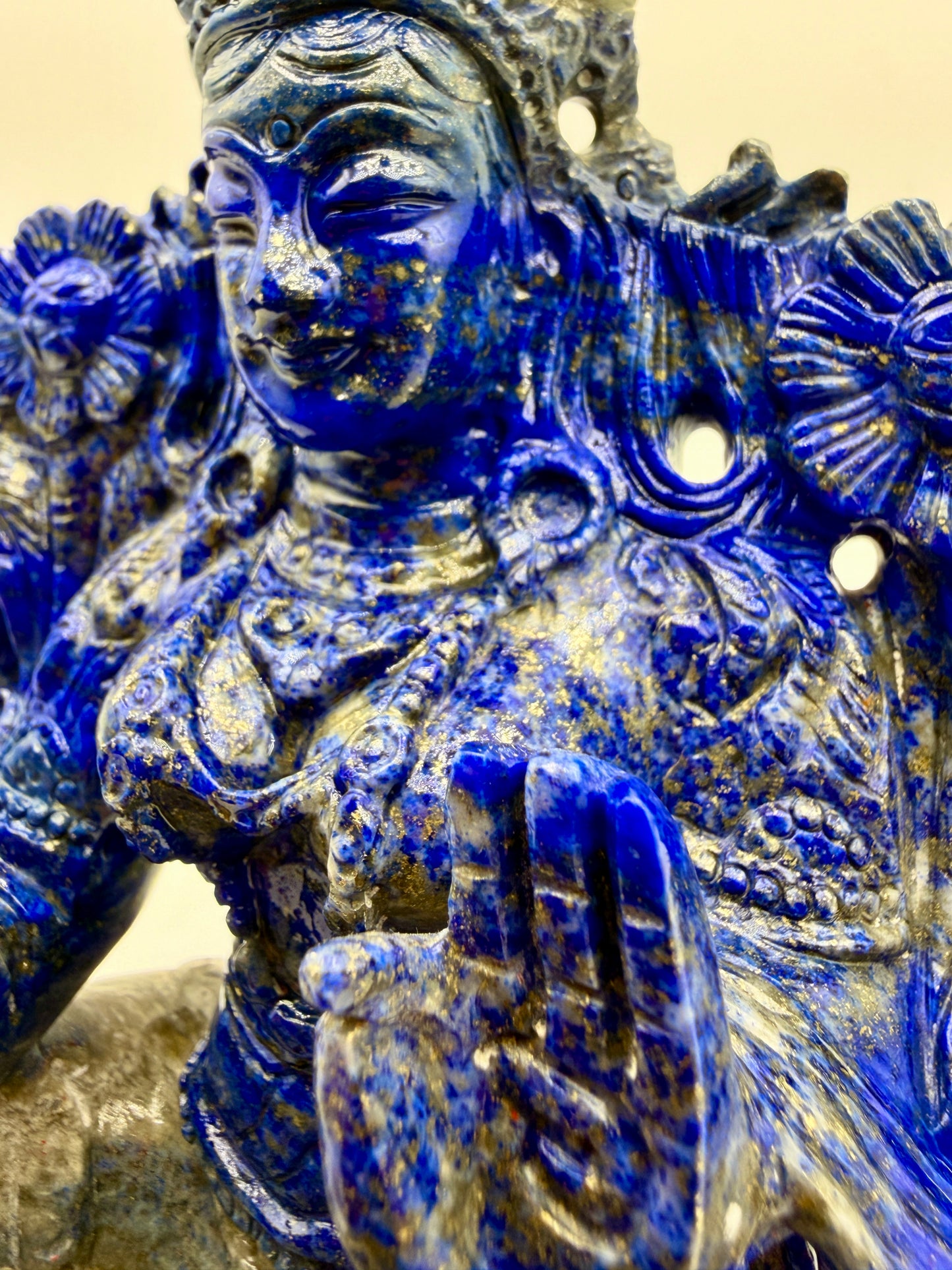 Lapis Crystal carved Floating Tara Altar