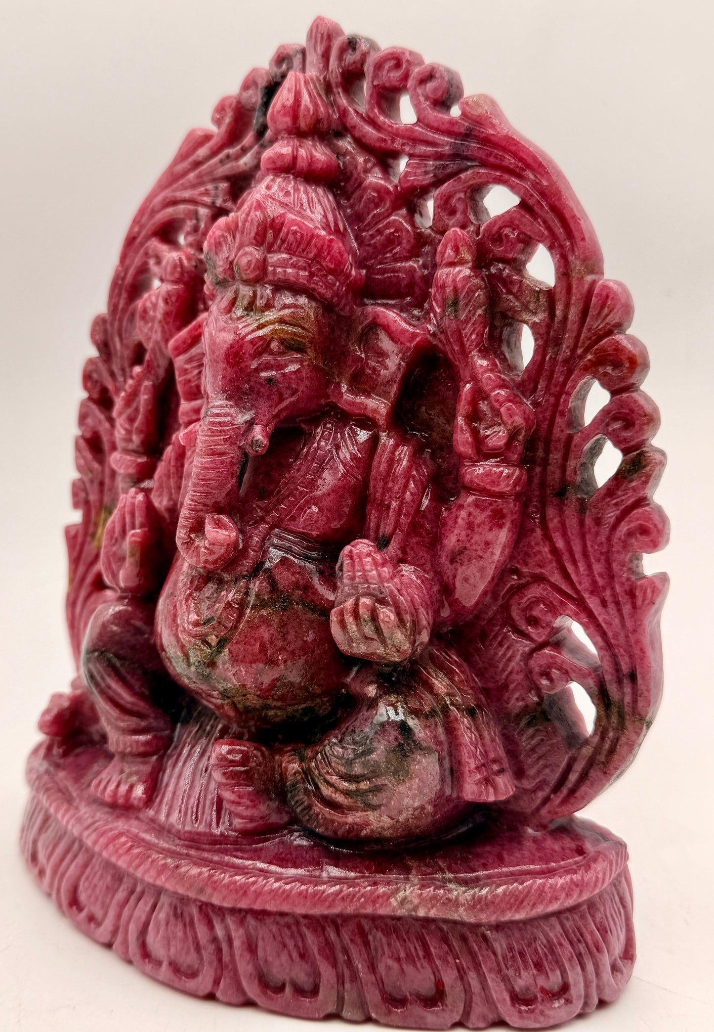 Rhodonite Crystal carved Filagree Ganesha Altar