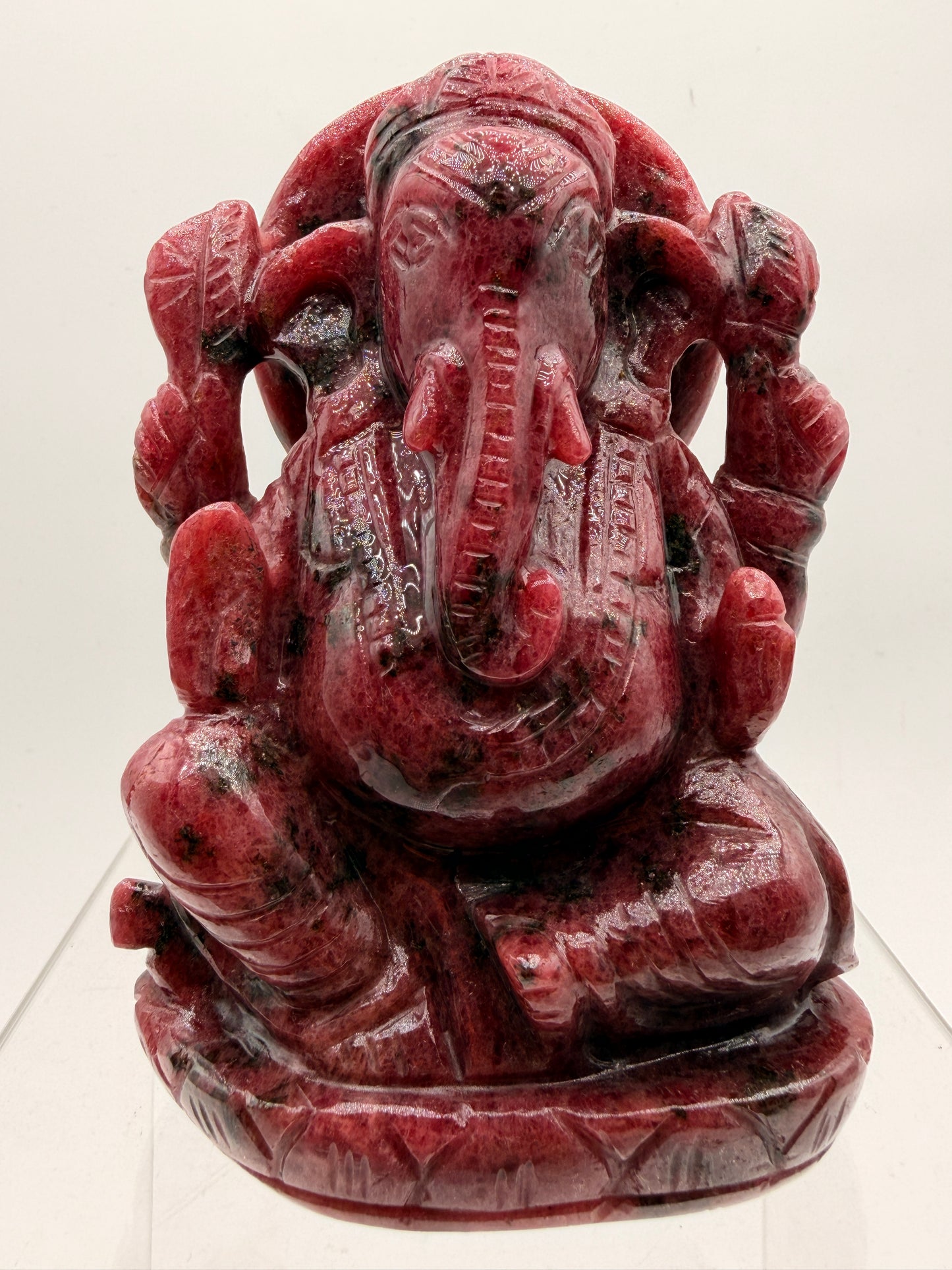 Rhodonite Crystal carved Ganesha Altar