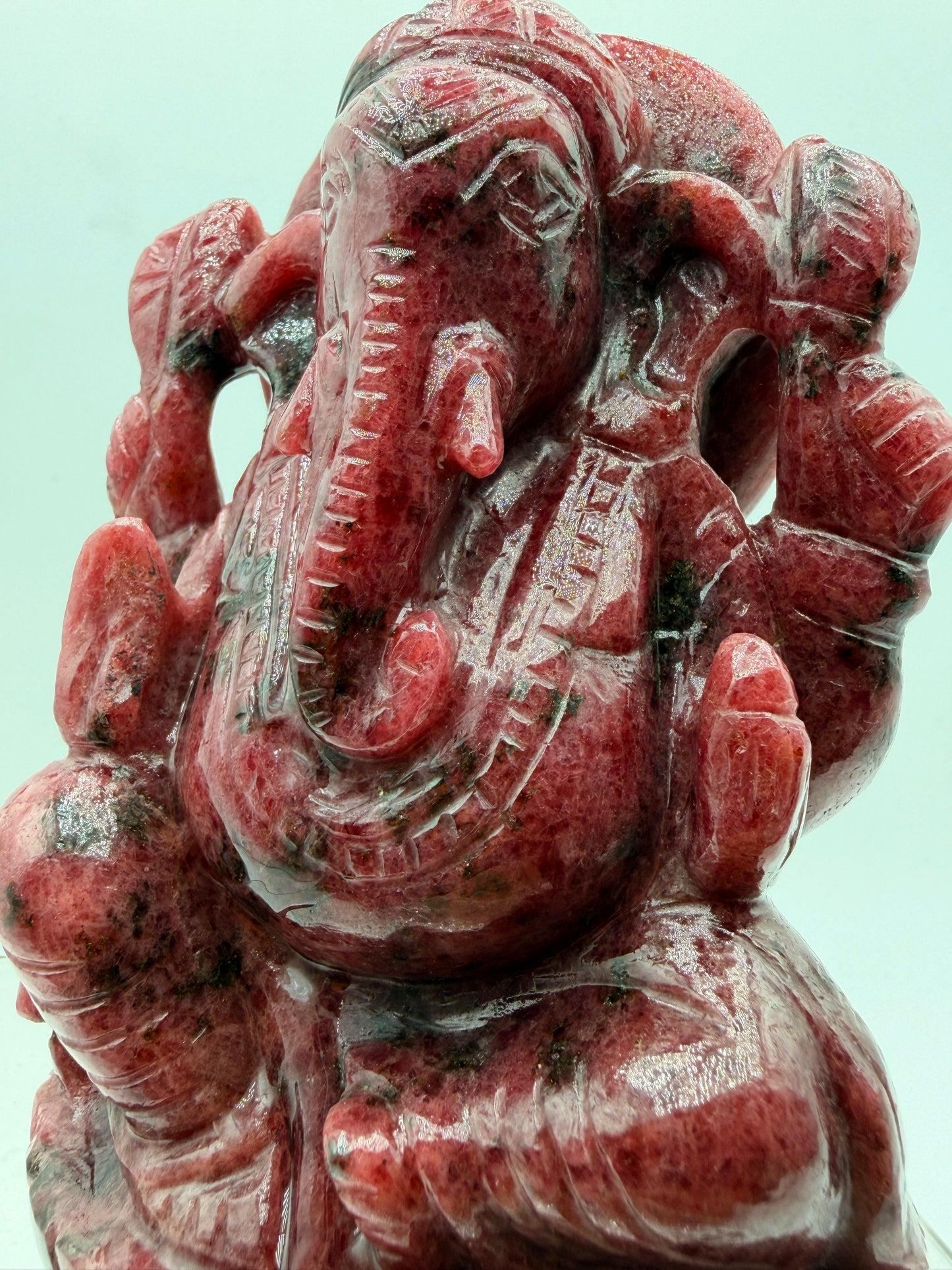 Rhodonite Crystal carved Ganesha Altar