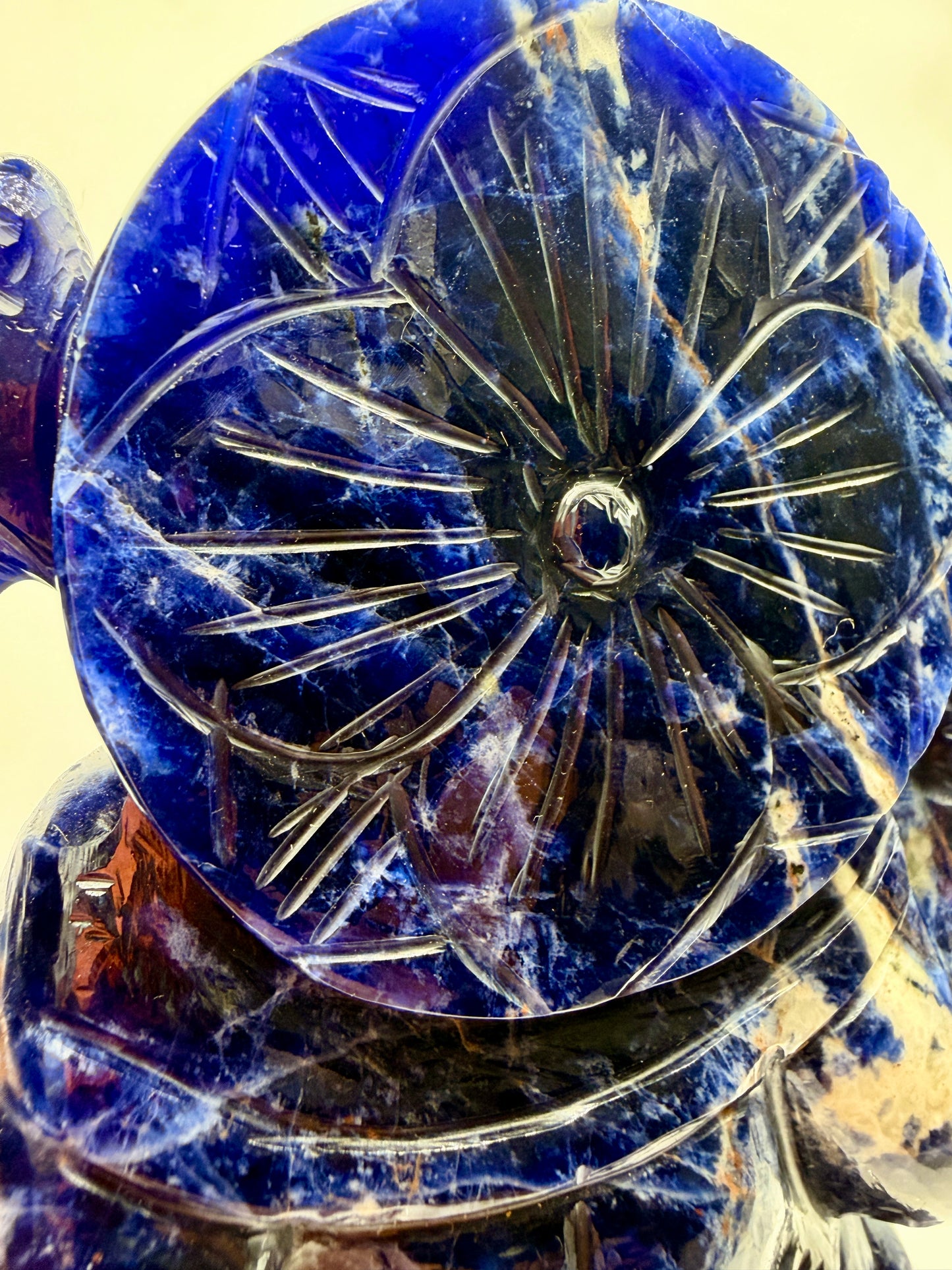 Sodalite Crystal Ganesha Statue – UV-Reactive Carved Altar