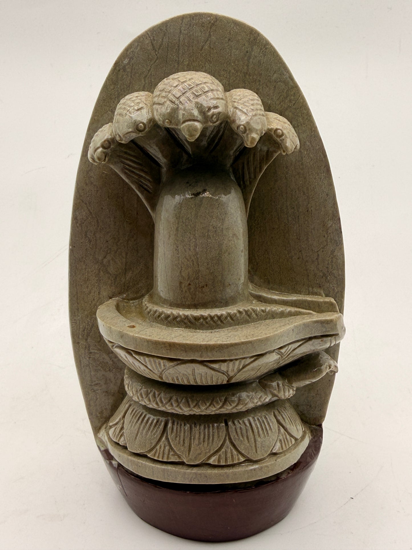 Shiva Lingham Standing Stone Carved Shivling Offering Altar