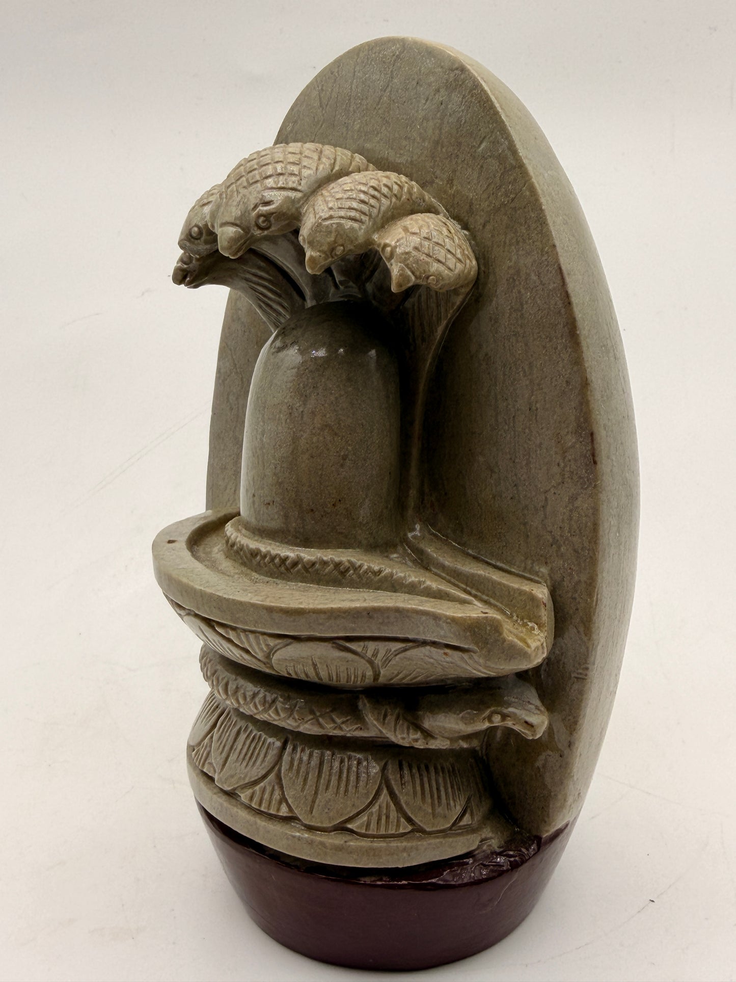 Shiva Lingham Standing Stone Carved Shivling Offering Altar