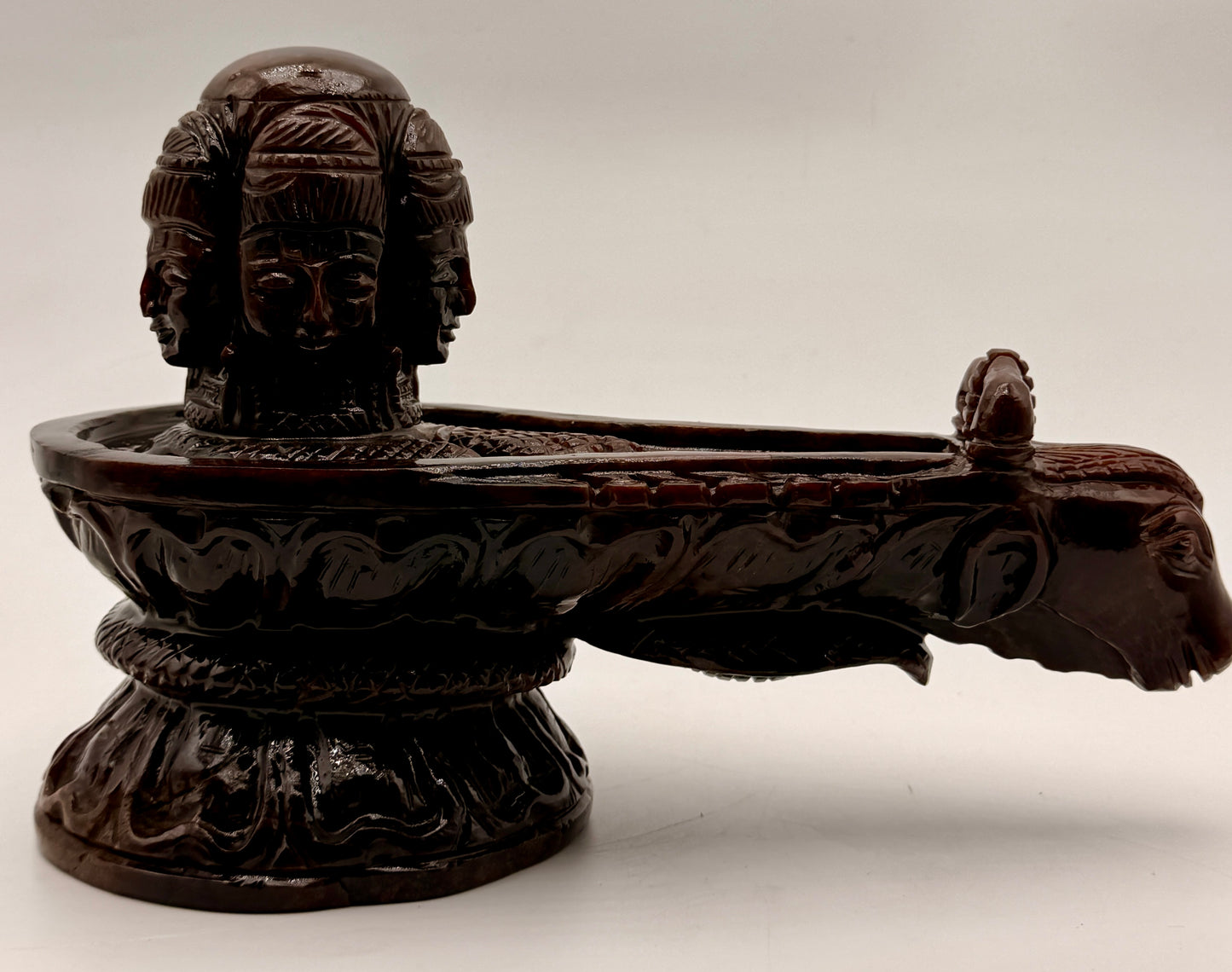 Red Garnet Crystal Carved Shivling with Nandi Offering Altar