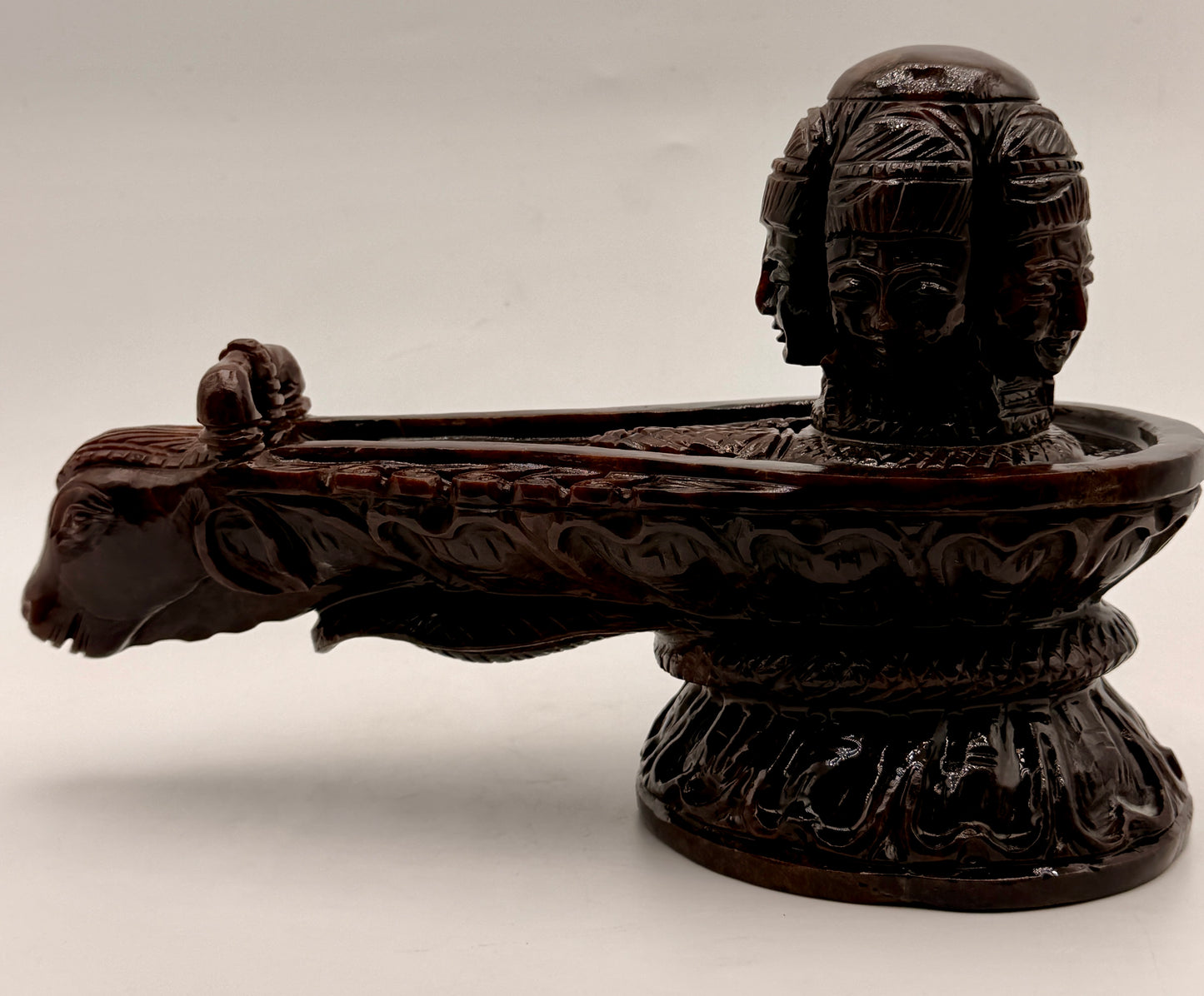 Red Garnet Crystal Carved Shivling with Nandi Offering Altar