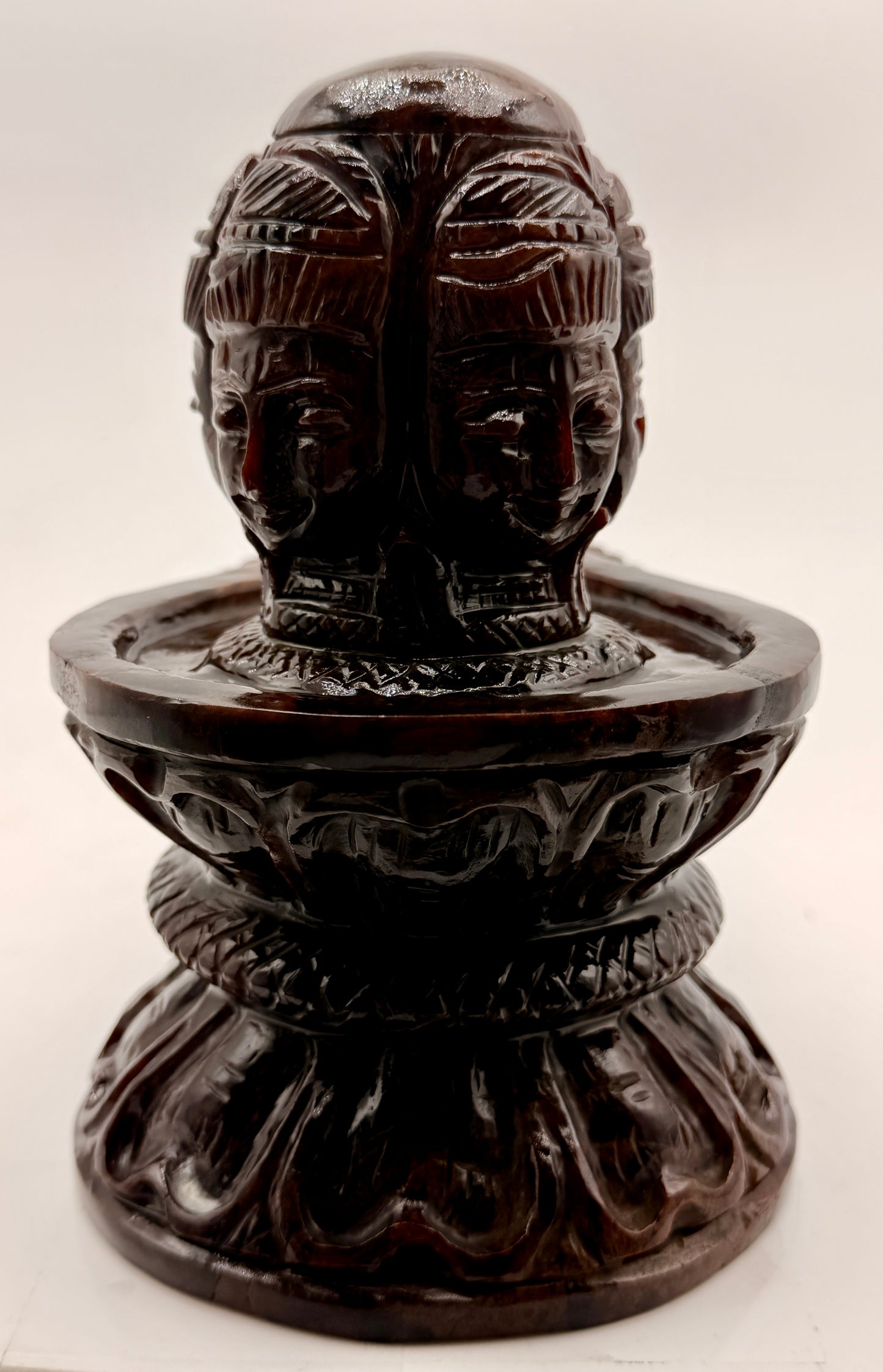 Red Garnet Crystal Carved Shivling with Nandi Offering Altar