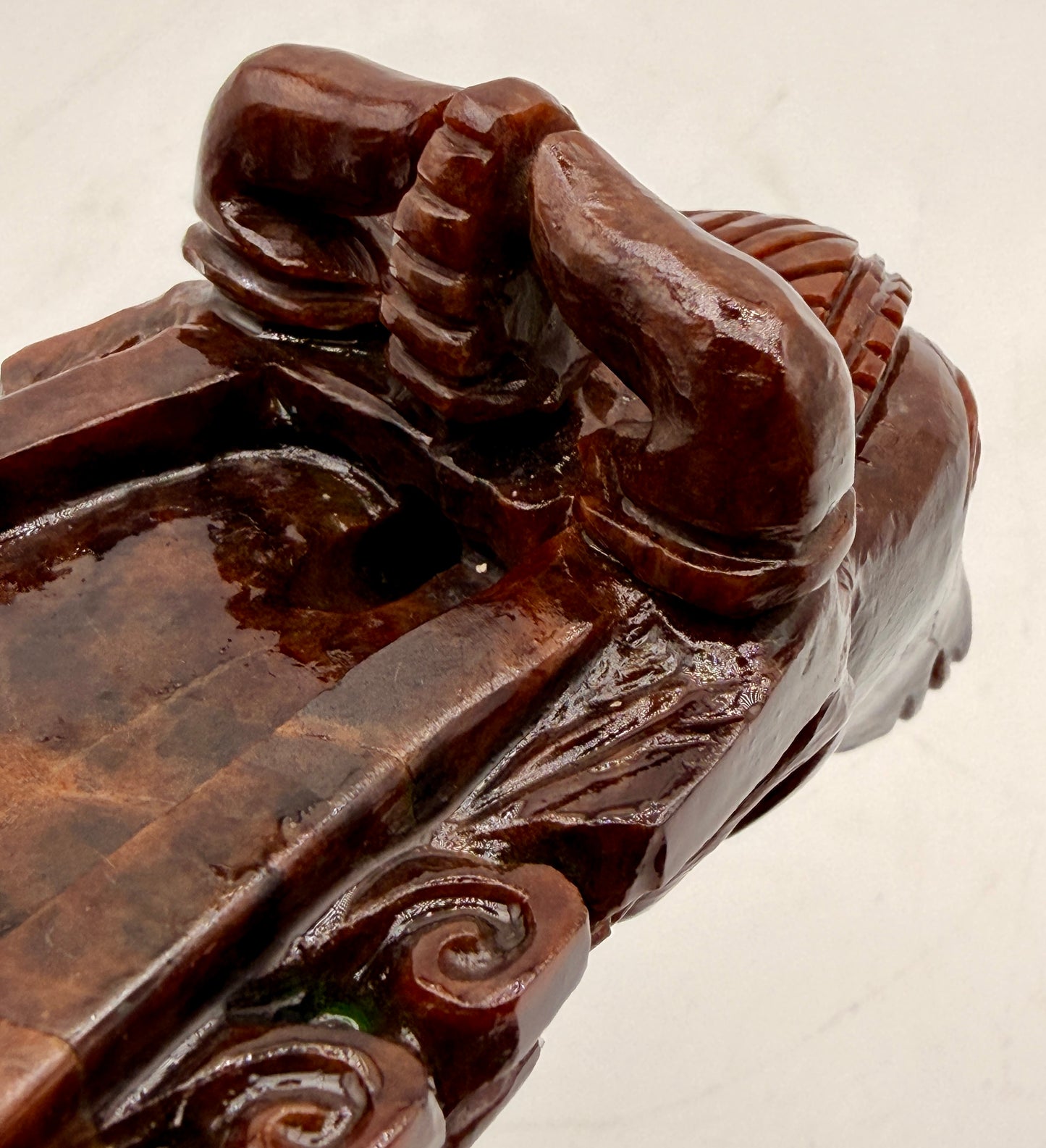 Red Garnet Crystal Carved Shivling with Nandi Offering Altar