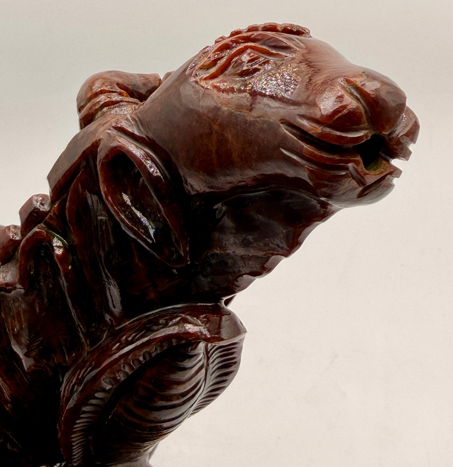Red Garnet Crystal Carved Shivling with Nandi Offering Altar