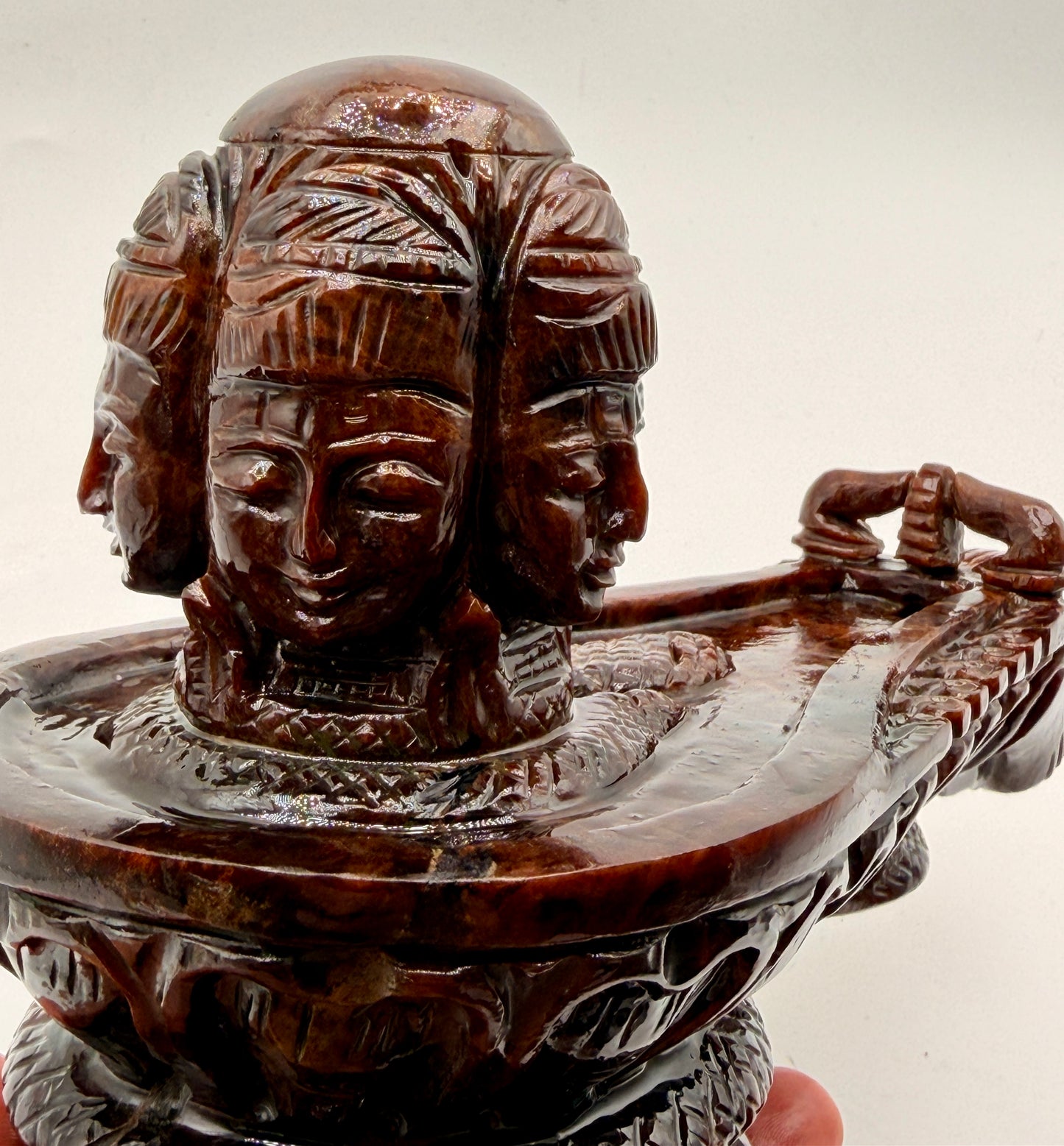 Red Garnet Crystal Carved Shivling with Nandi Offering Altar