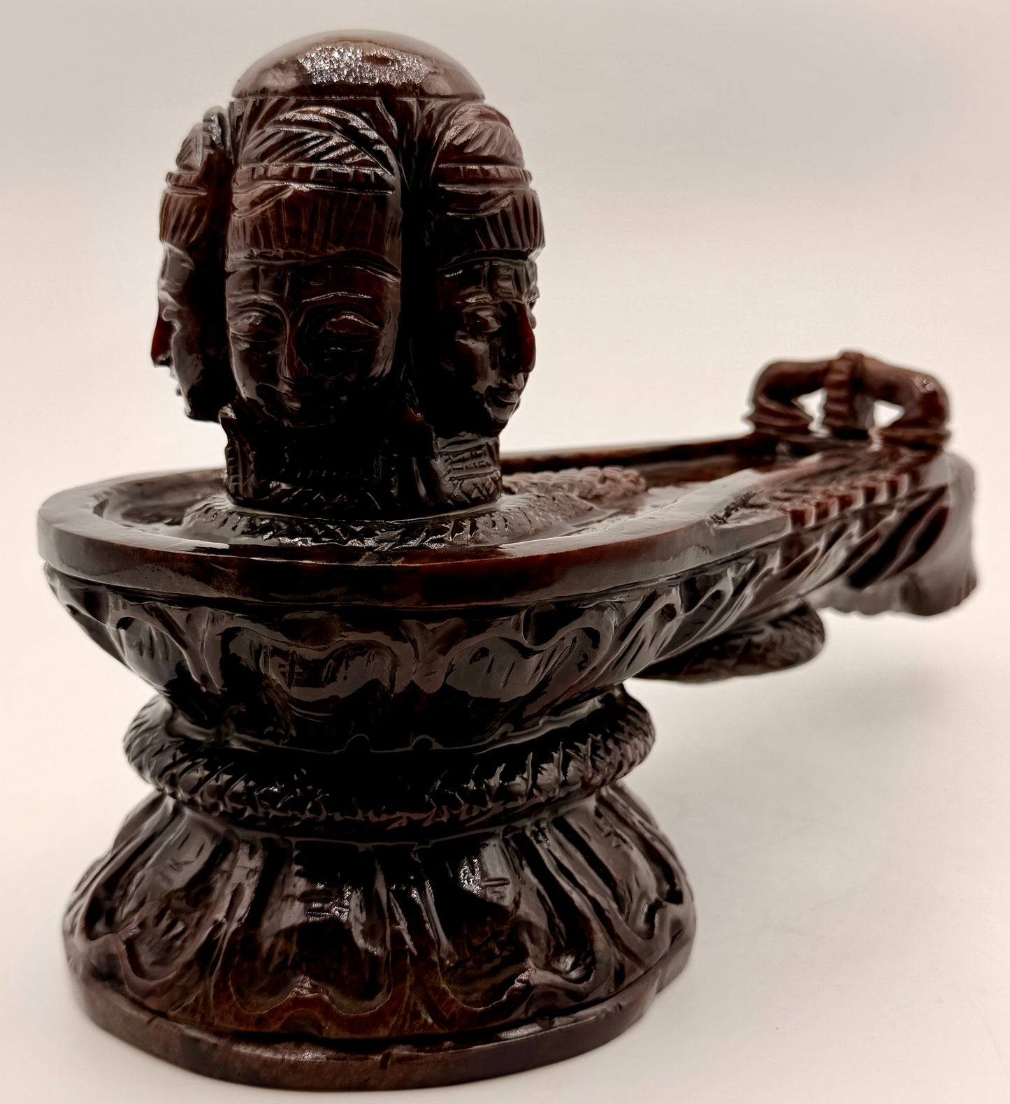 Red Garnet Crystal Carved Shivling with Nandi Offering Altar