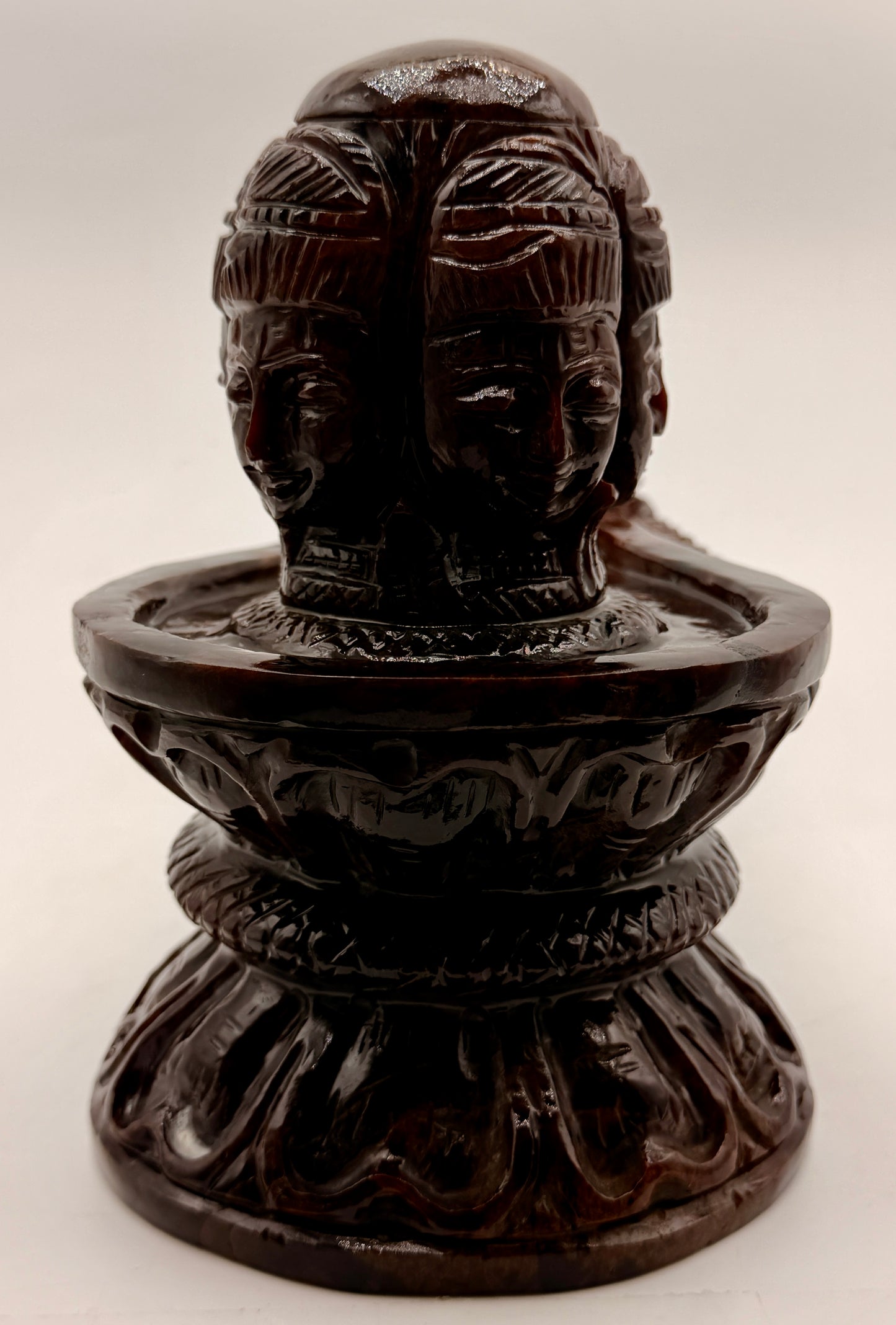 Red Garnet Crystal Carved Shivling with Nandi Offering Altar