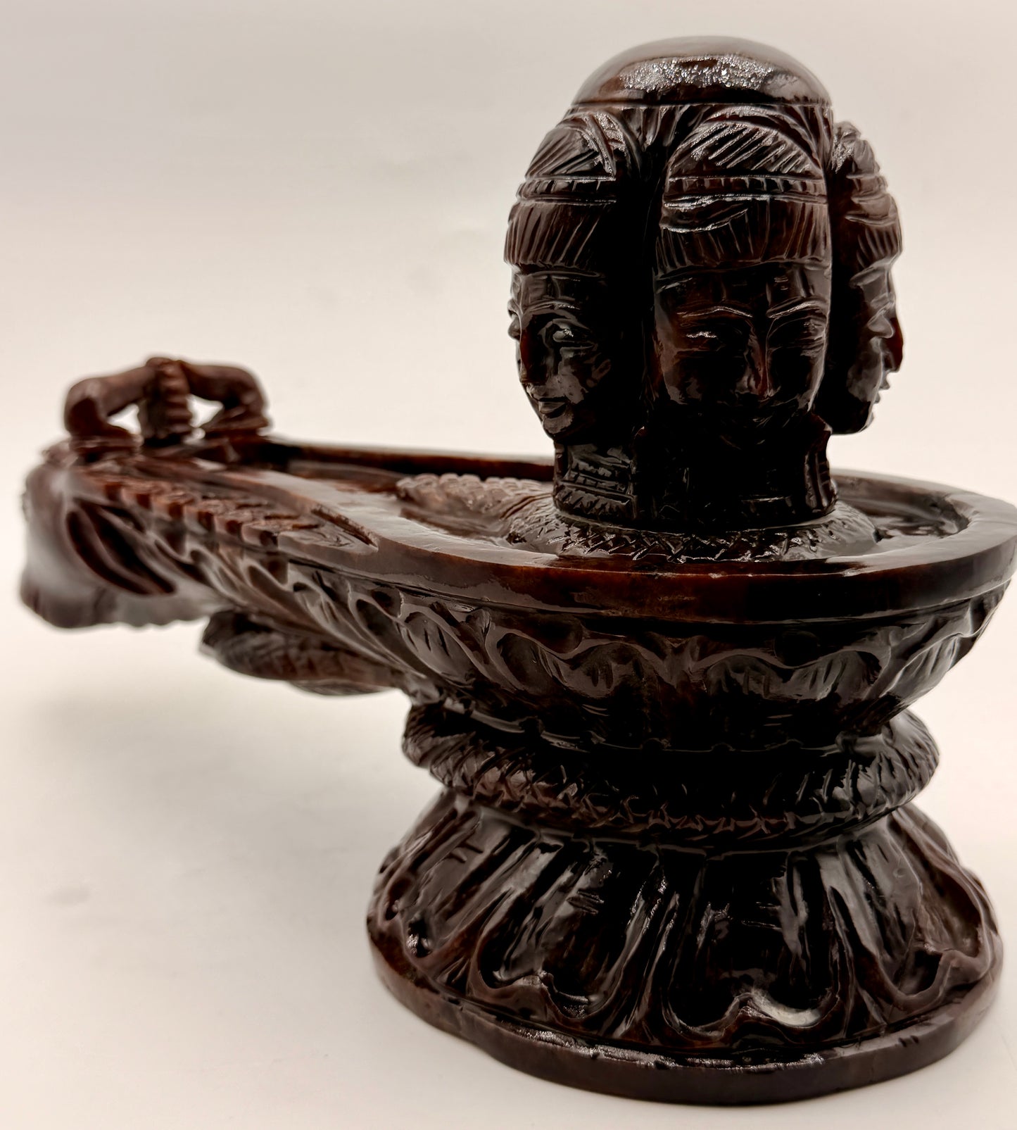 Red Garnet Crystal Carved Shivling with Nandi Offering Altar