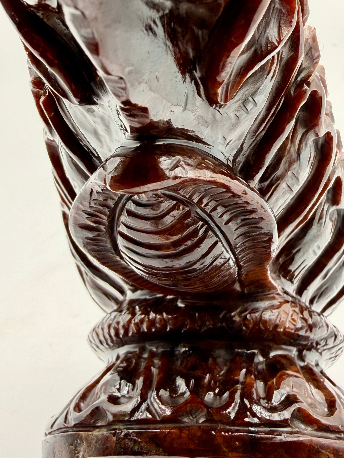 Red Garnet Crystal Carved Shivling with Nandi Offering Altar