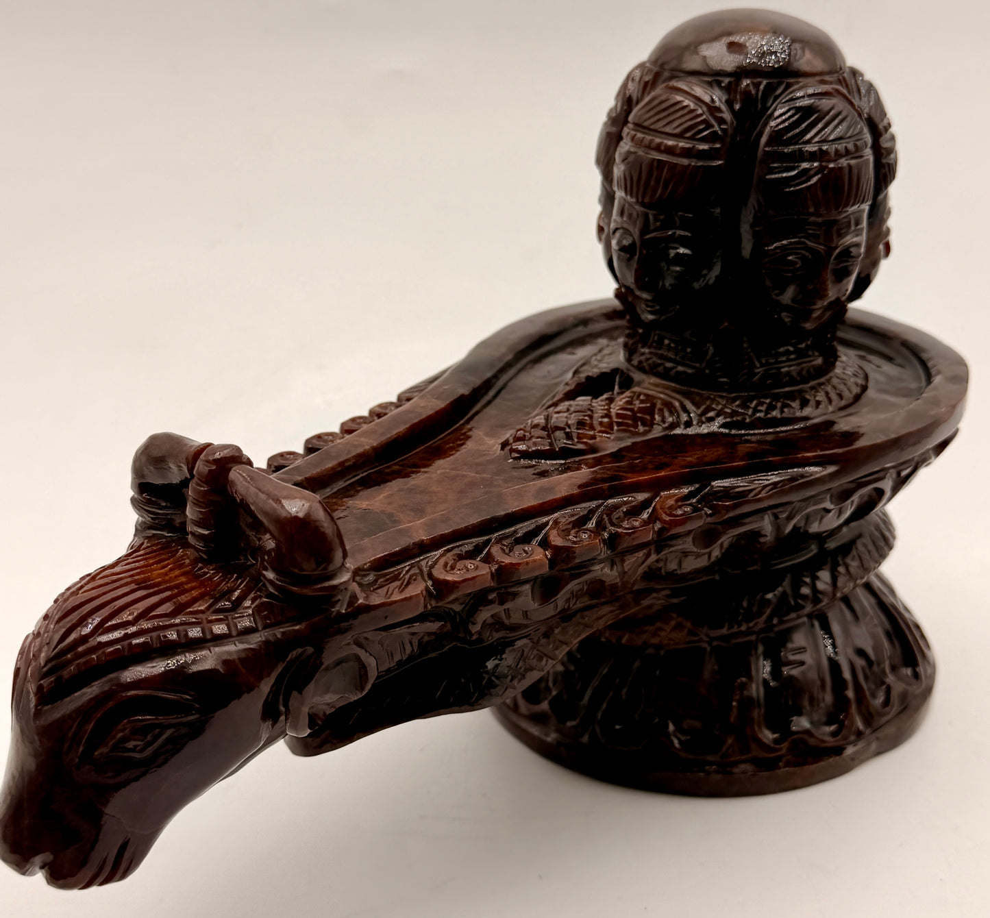 Red Garnet Crystal Carved Shivling with Nandi Offering Altar