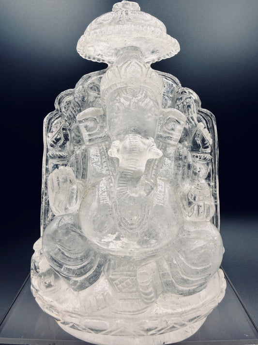 Himalayan Clear Quartz Ganesha Statue – Temple Altar