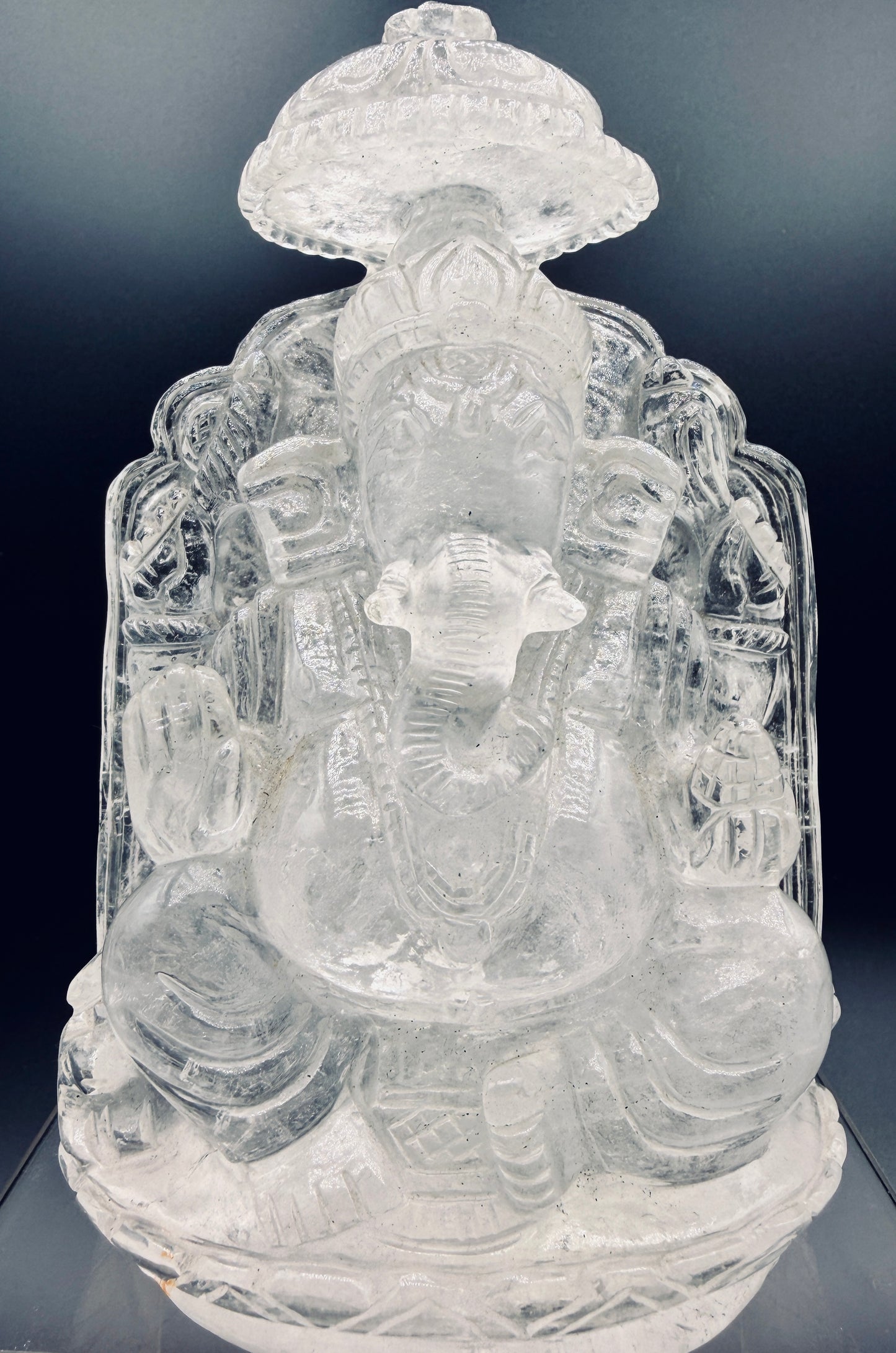 Himalayan clear Quartz Crystal Ganesha Temple