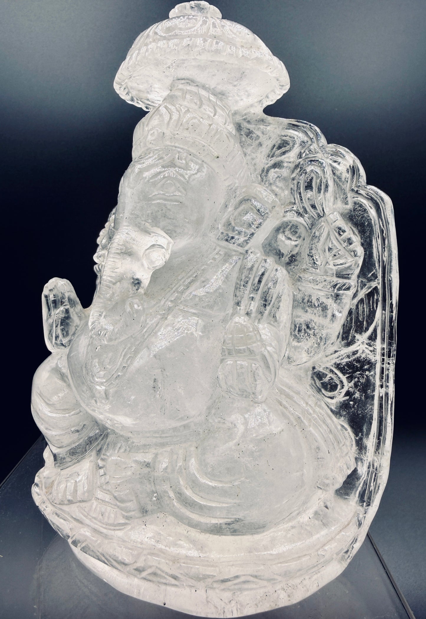 Himalayan clear Quartz Crystal Ganesha Temple