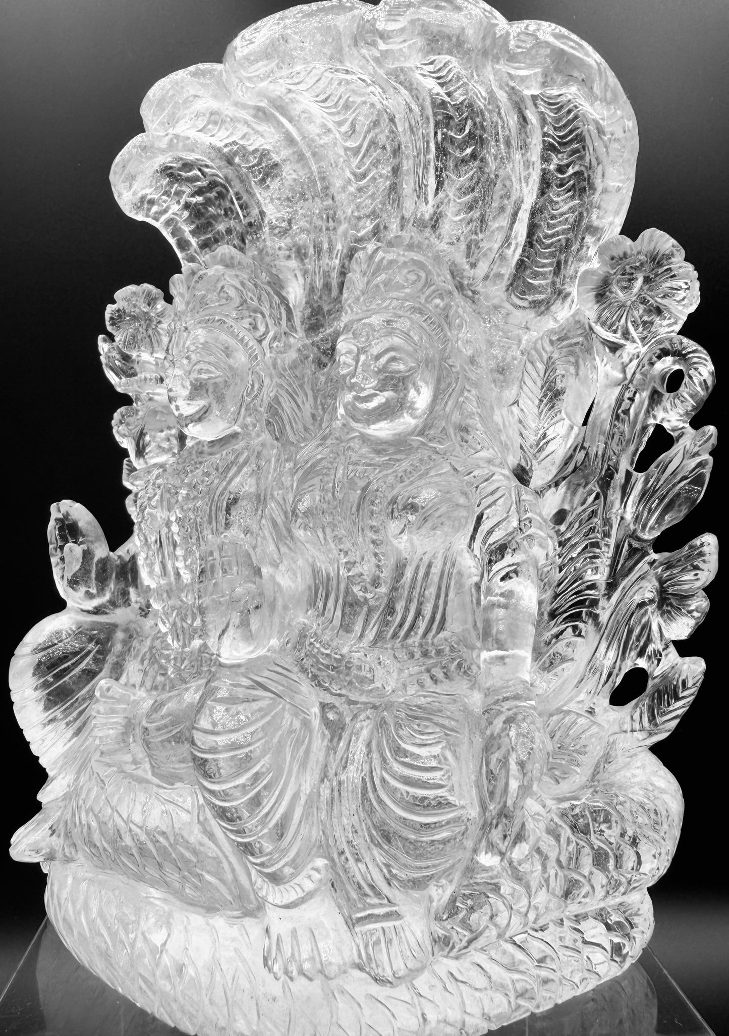 Himalyan Crystal clear Quartz Lakshmi and Vishnu Altar