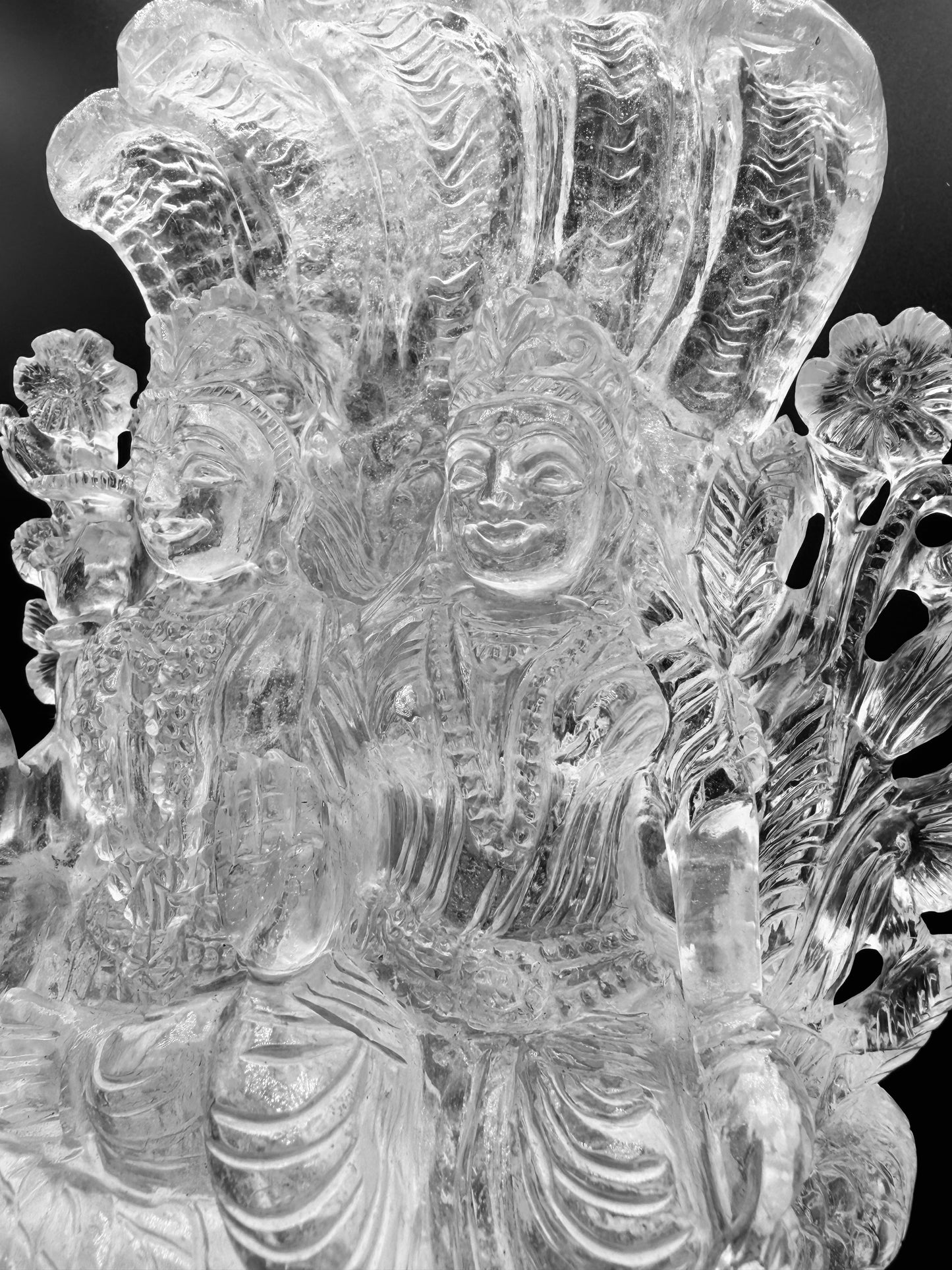 Himalyan Crystal clear Quartz Lakshmi and Vishnu Altar