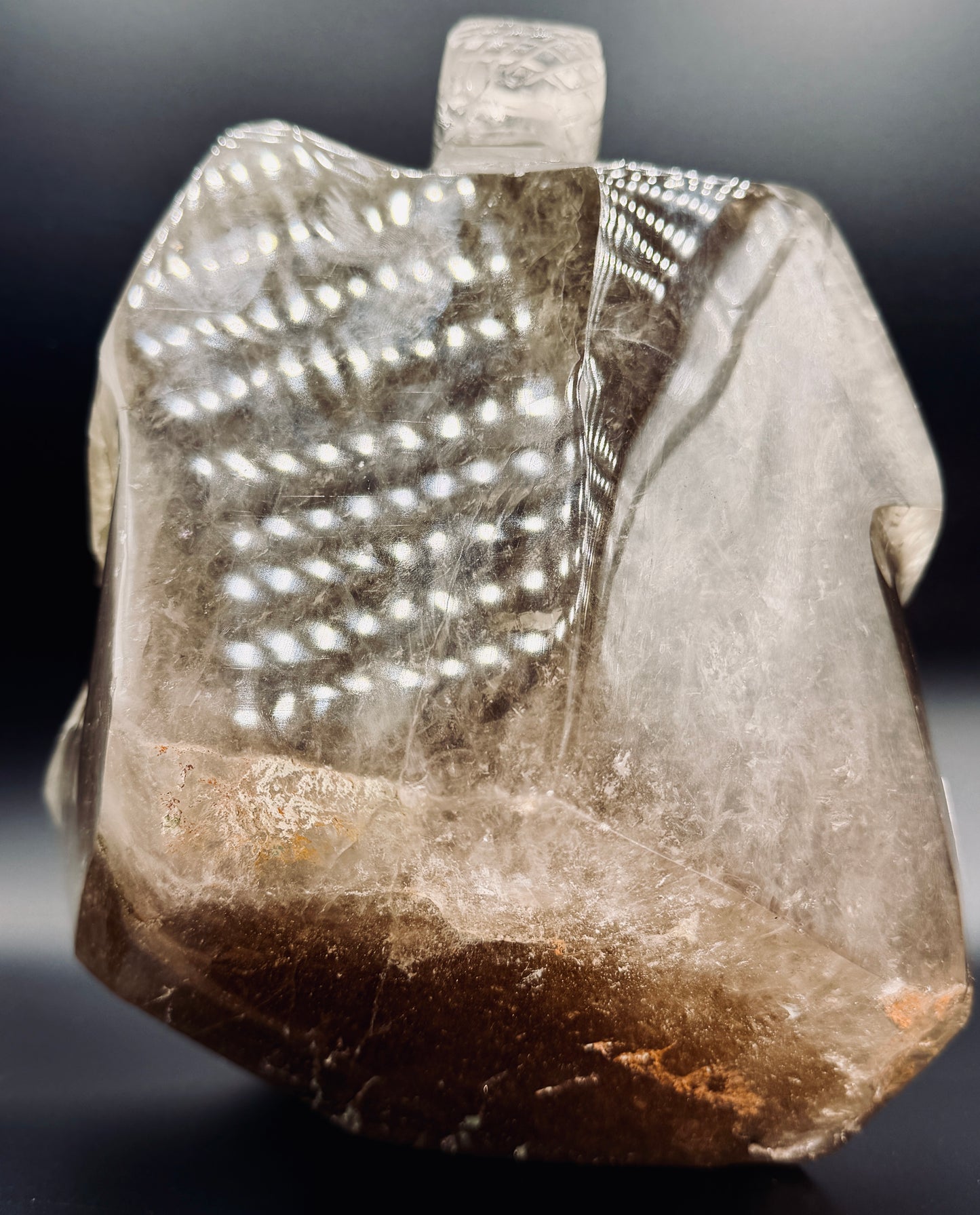 Gold Rutile in Citrine Crystal Pharaoh Skull – Egyptian Altar Statue