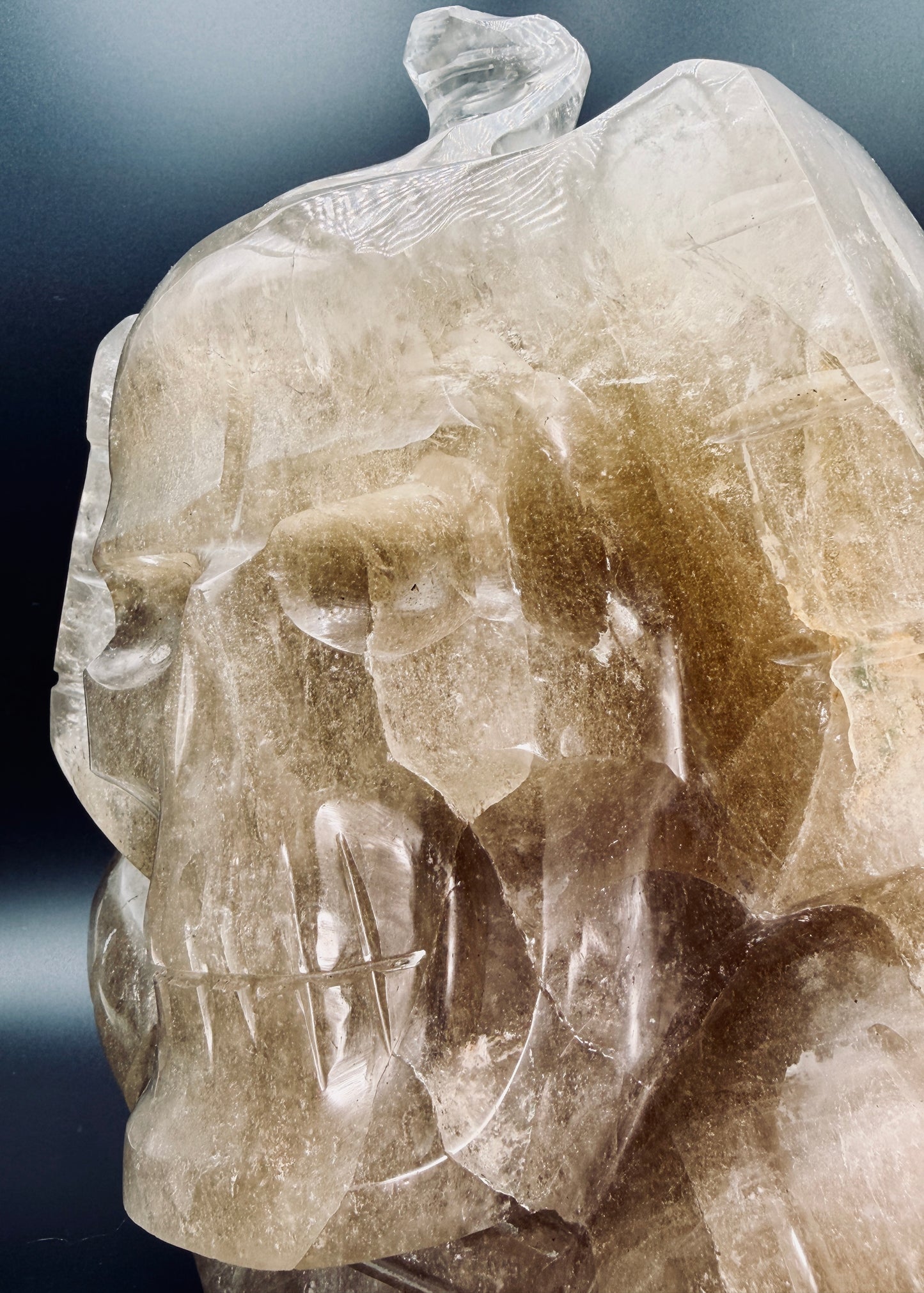 Gold Rutile in Citrine Crystal Pharaoh Skull – Egyptian Altar Statue