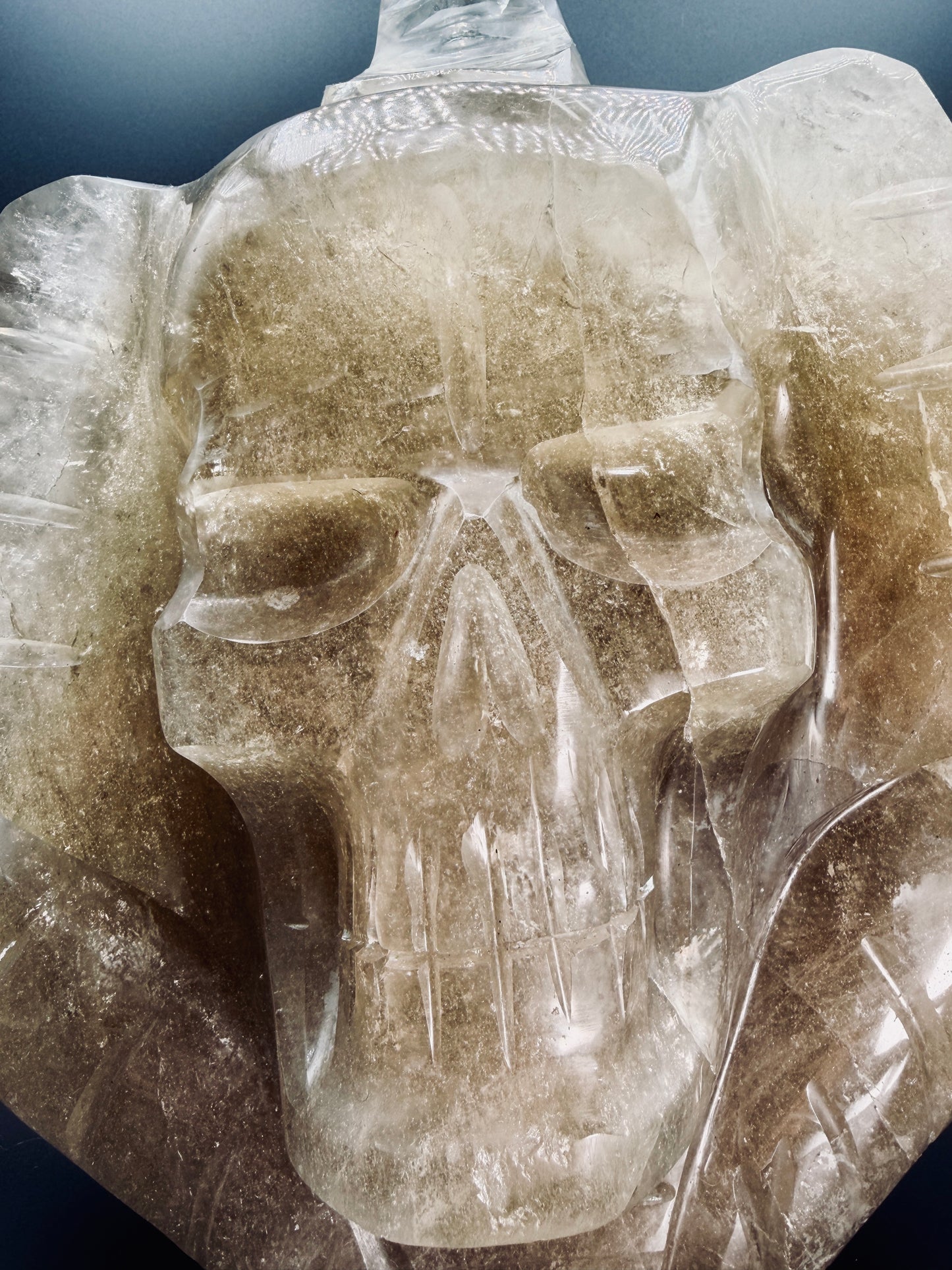 Gold Rutile in Citrine Crystal Pharaoh Skull – Egyptian Altar Statue