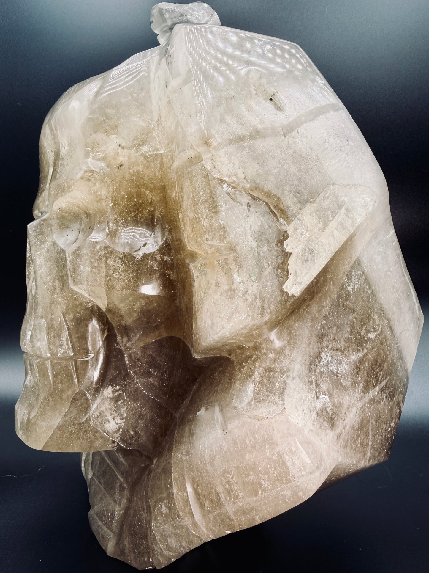 Gold Rutile in Citrine Crystal Pharaoh Skull – Egyptian Altar Statue