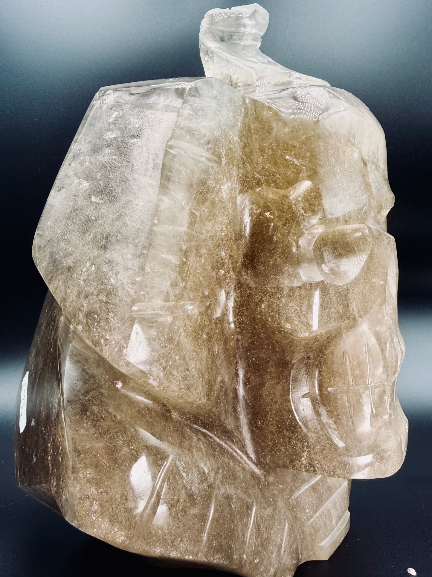 Gold Rutile in Citrine Crystal Pharaoh Skull – Egyptian Altar Statue