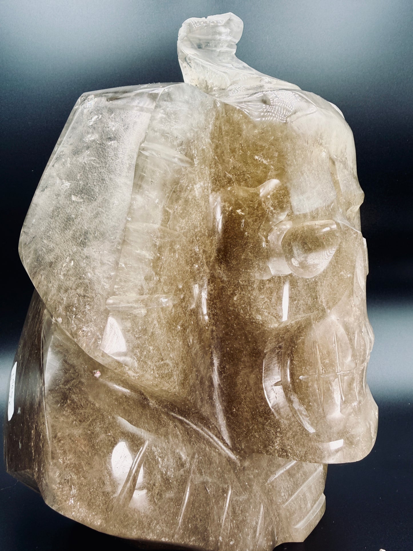 Gold Rutile in Citrine Crystal Pharaoh Skull – Egyptian Altar Statue