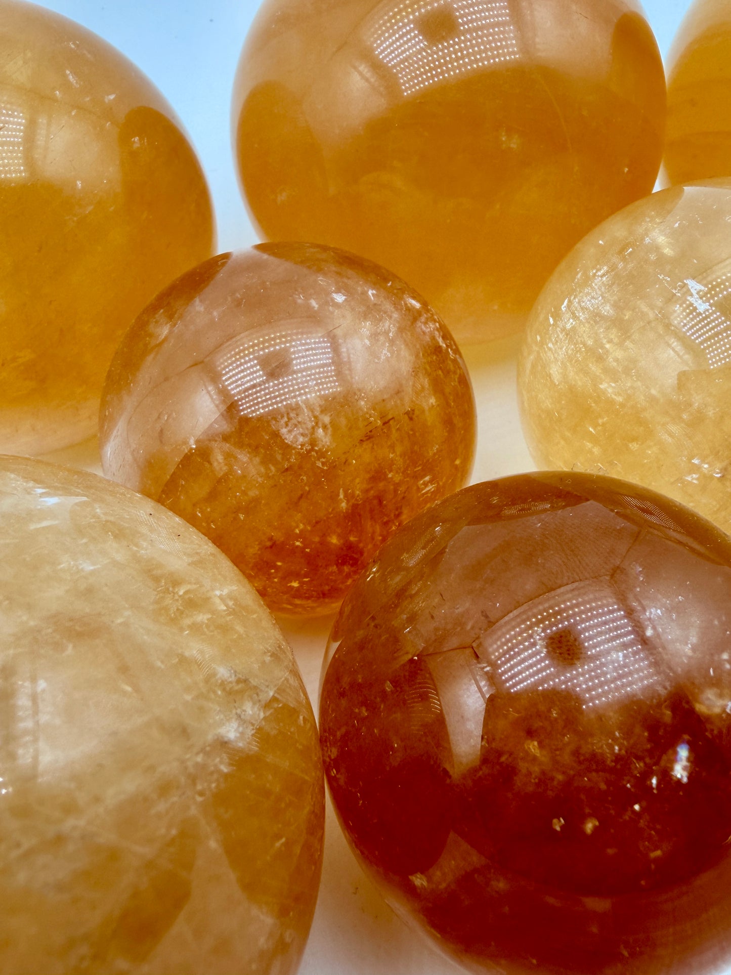 Rainbow Honey Calcite Orbs