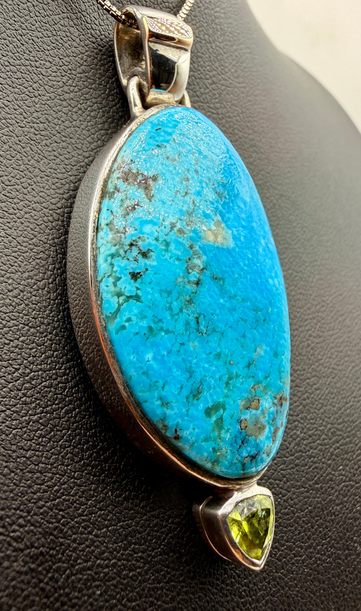 Turquoise, Peridot & 14K Gold Accent Sterling Silver Pendant