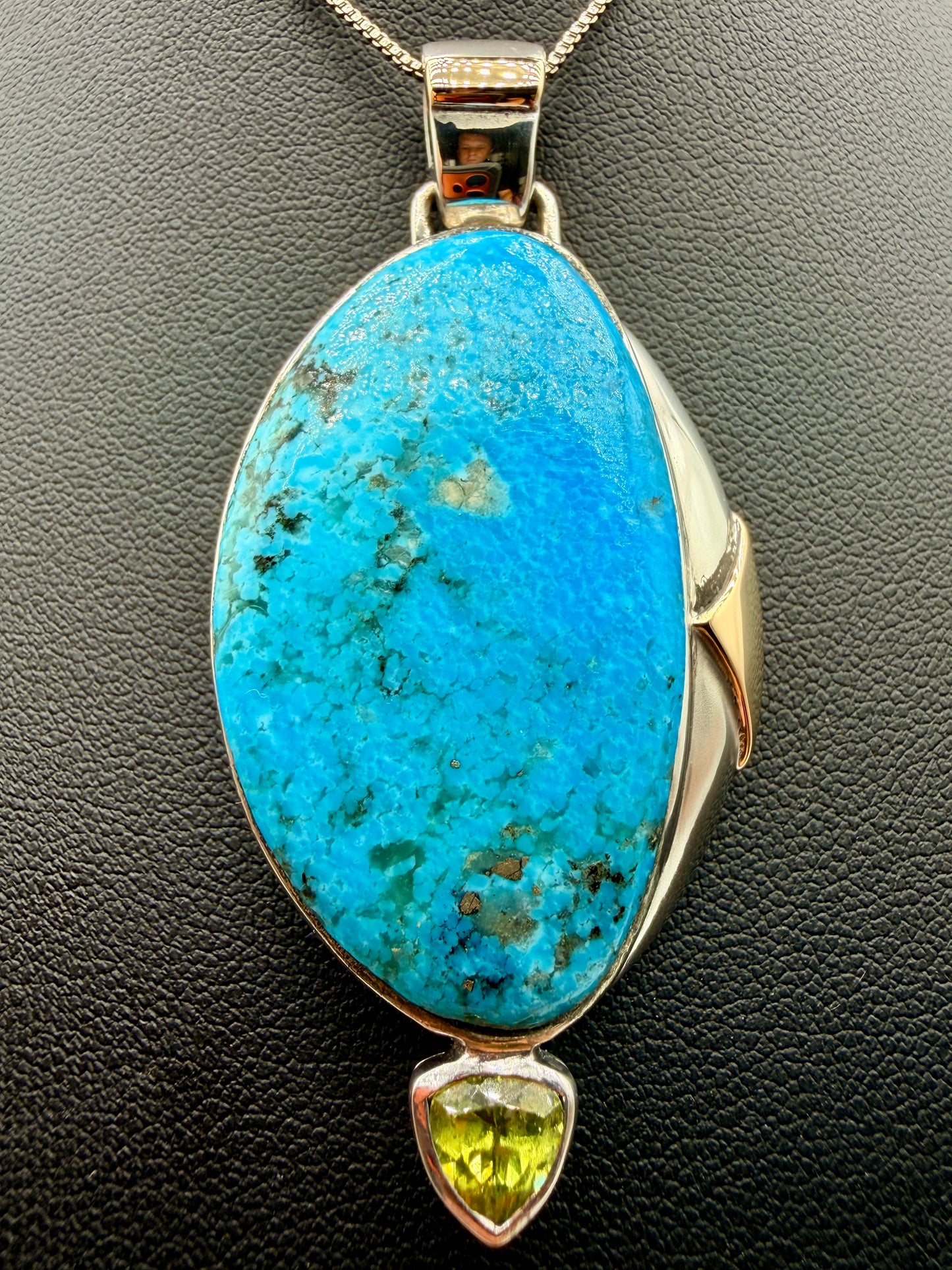 Turquoise, Peridot & 14K Gold Accent Sterling Silver Pendant