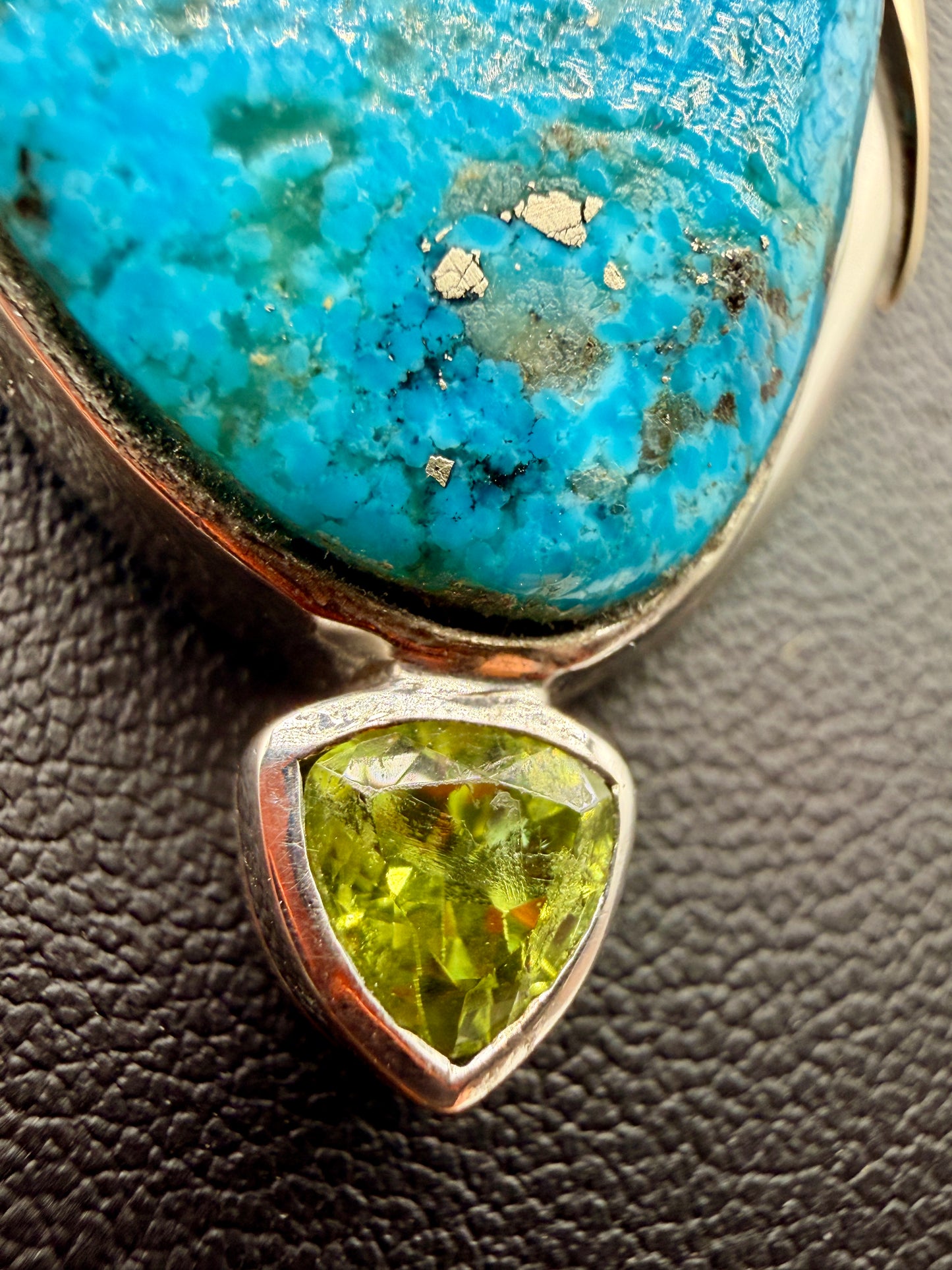 Turquoise, Peridot & 14K Gold Accent Sterling Silver Pendant