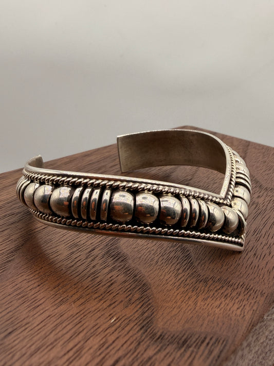 Thomas Charlie Sterling Silver Navajo Cuff Bracelet | Handmade | 6.5"