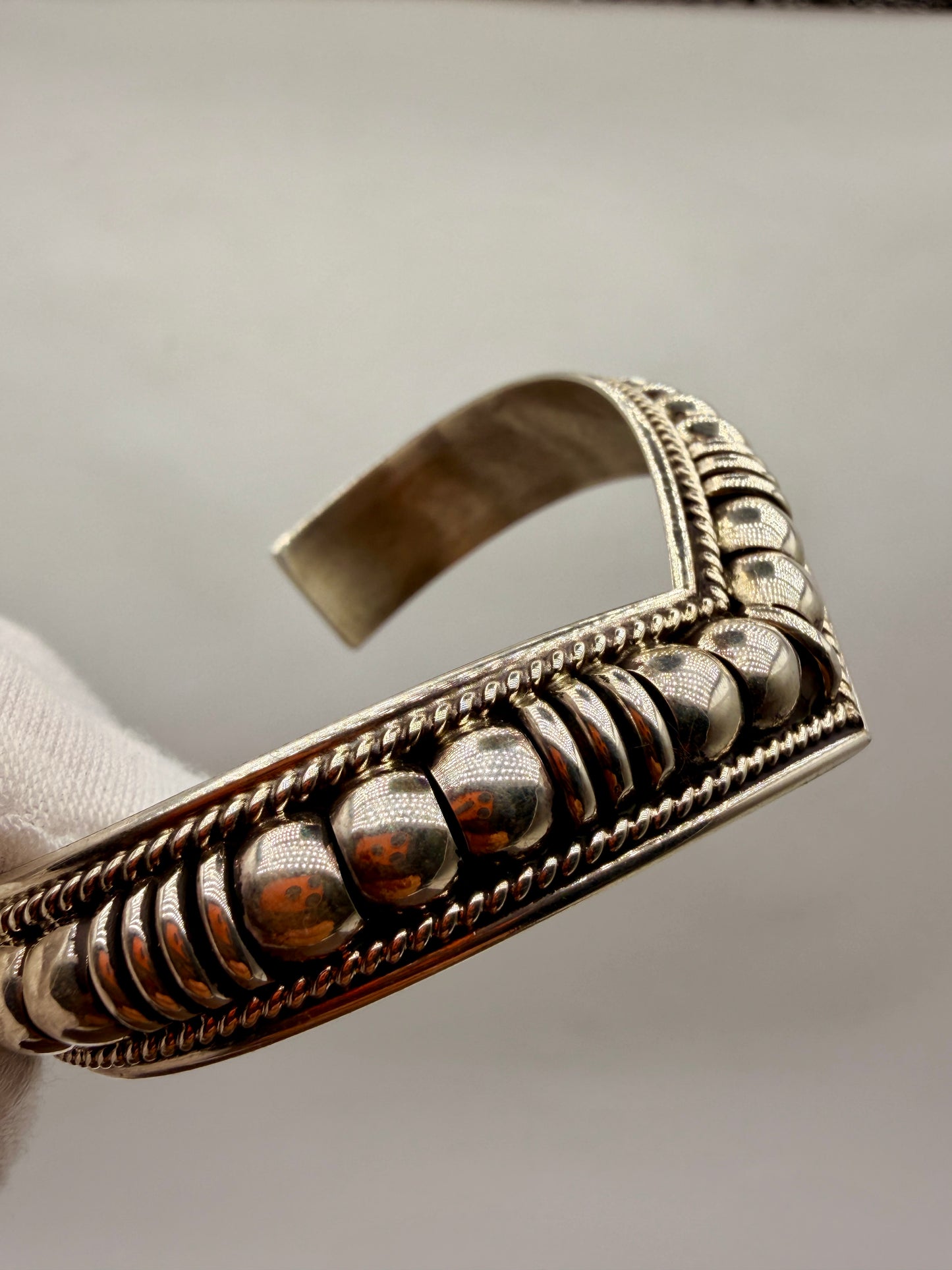 Thomas Charlie Sterling Silver Navajo Cuff Bracelet | Handmade | 6.75"