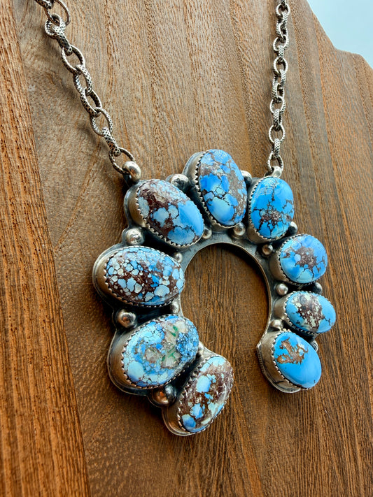 Boyd Ashley Golden Hills Turquoise Sterling Silver Naja Necklace | Adjustable Paperclip Chain