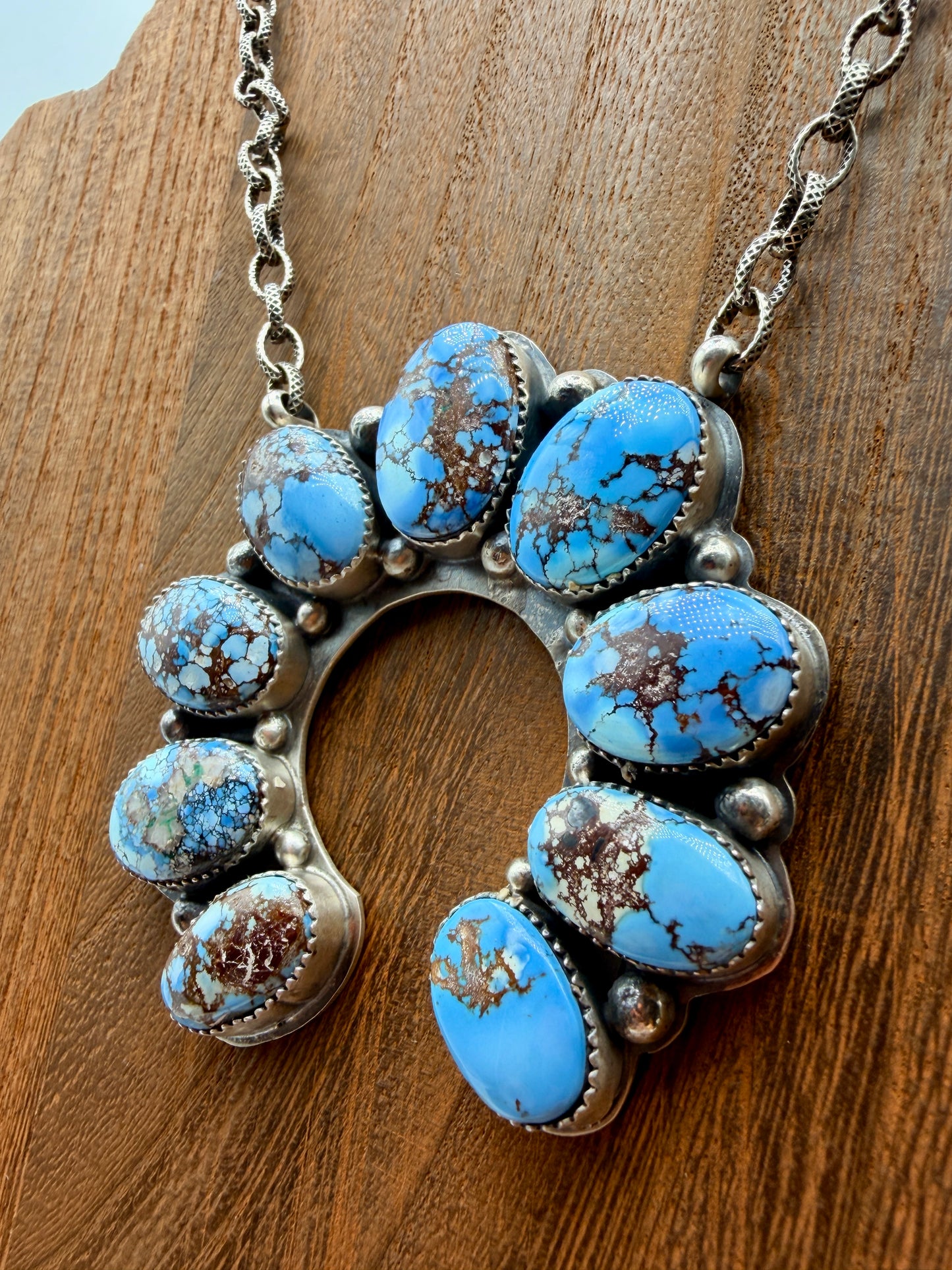 Boyd Ashley Golden Hills Turquoise Sterling Silver Naja Necklace | Adjustable Paperclip Chain