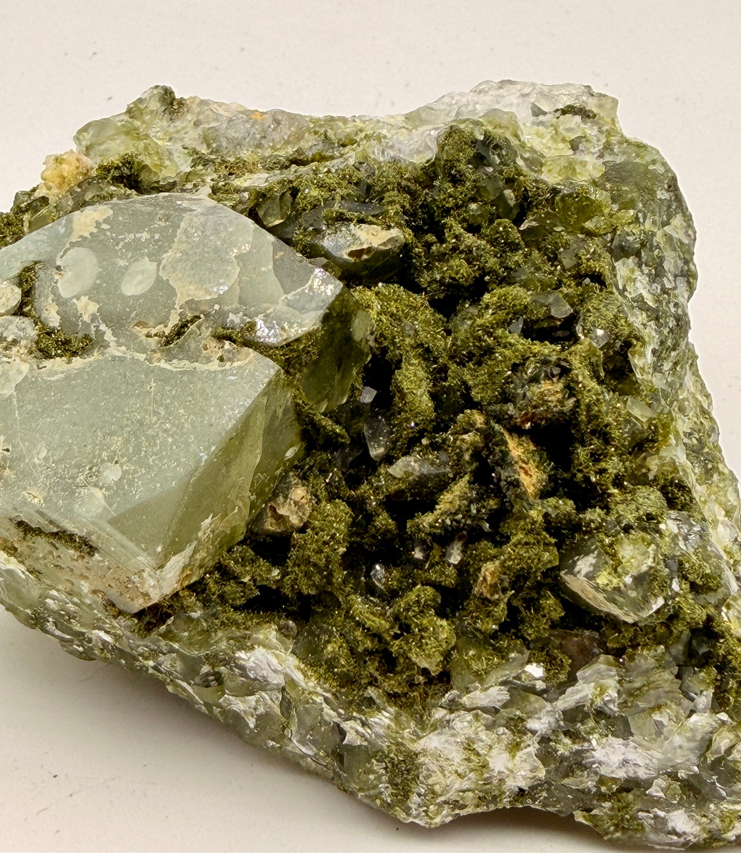Natural Green Epidote on Quartz Specimen from Turkey | Premium Collector Mineral