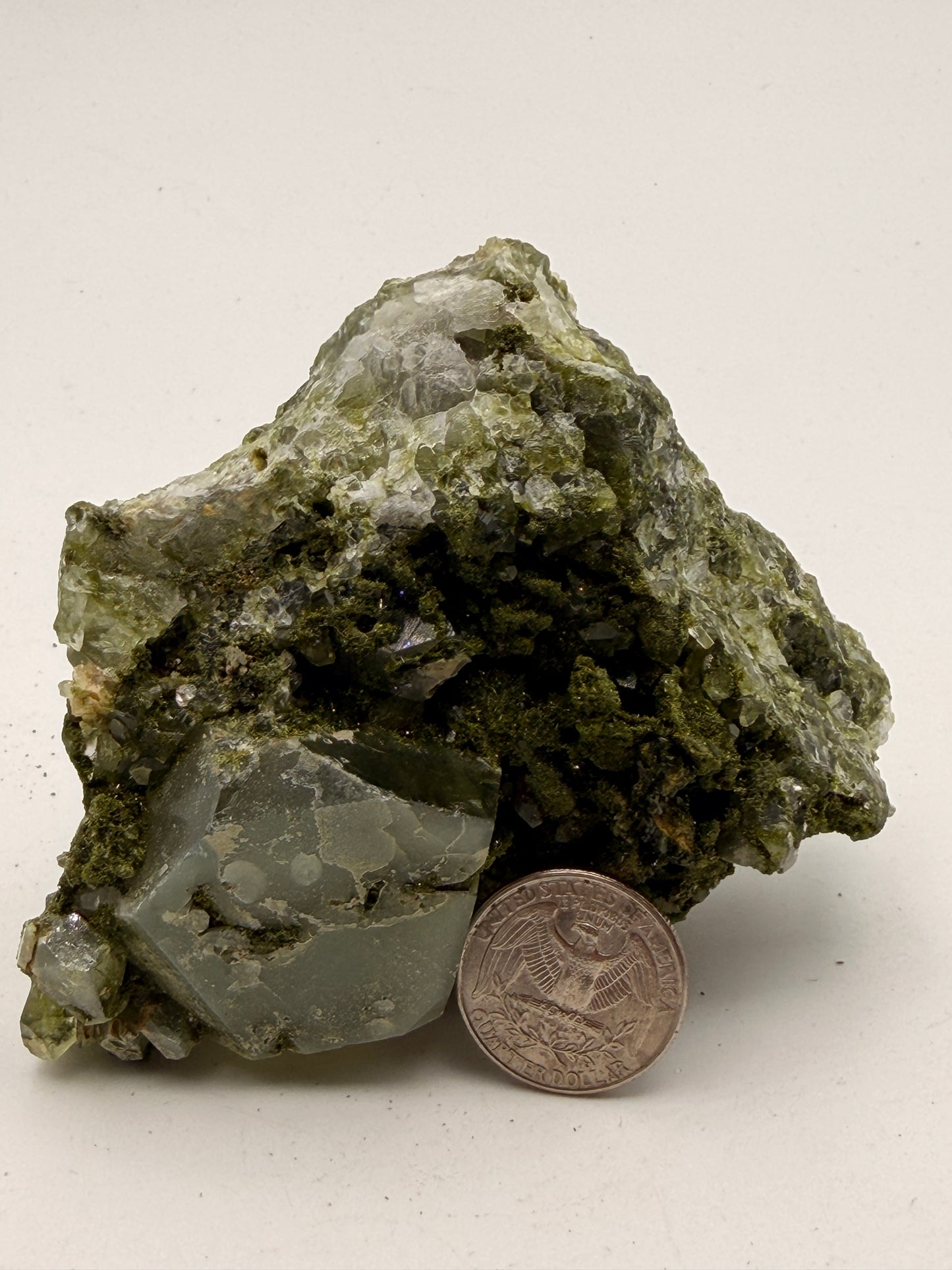 Natural Green Epidote on Quartz Specimen from Turkey | Premium Collector Mineral